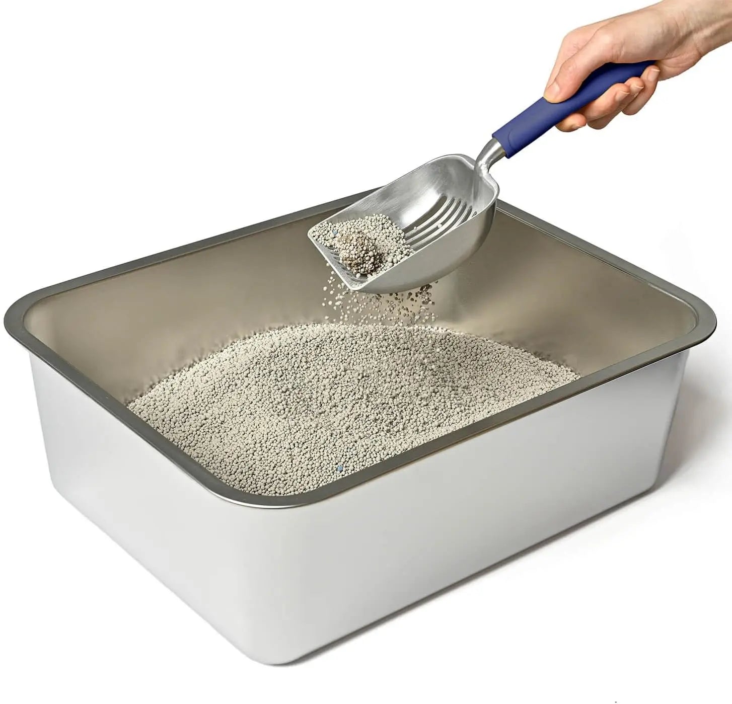 Stainless Steel Cat Litter Box, High Sides Kitten Toilet, Top Open Pet Tray, Non-Stick, Odorless, Rt-Resistant, Easy-Clean Pan, Silver Box (24x16x6 Inch) Wholesale Hub