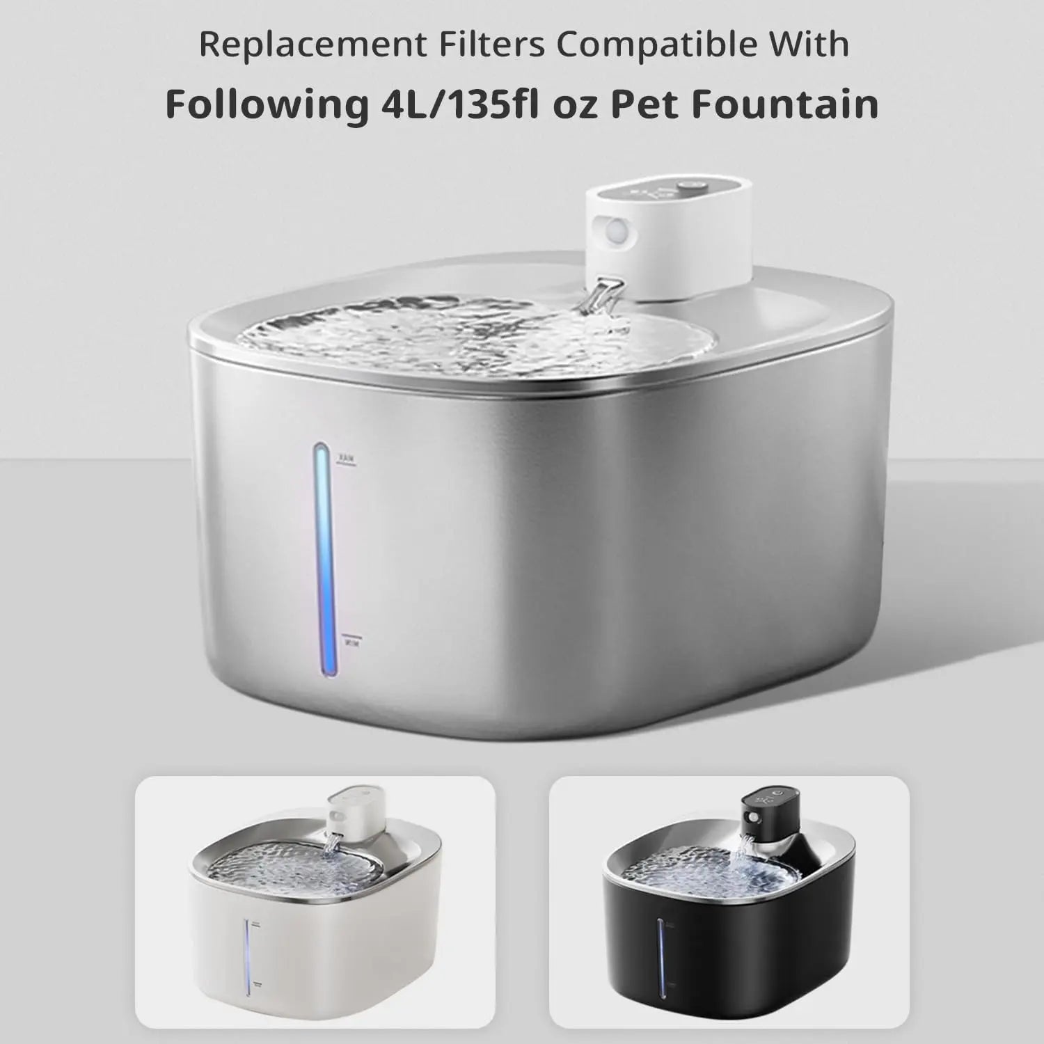 Cat Water Fountain Filter Replacement Pet Drinking Fountain Filters Compatible with 135 fl oz/4L Cat Water Fountain-12 Set Filters with Sponges Wholesale Hub