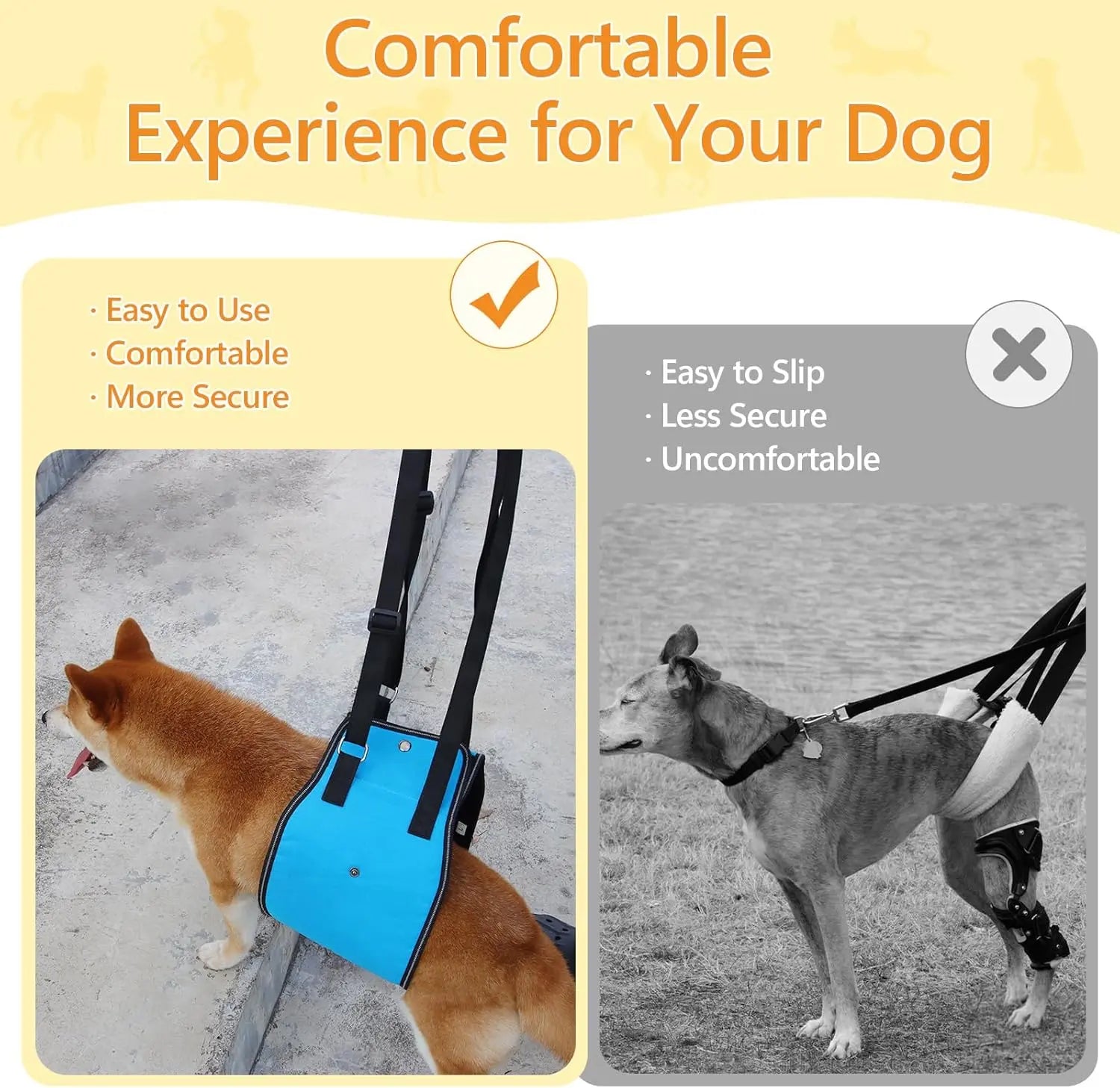 Dog Lift Harness Dog Sling for Large Dogs, Portable Dog Carrier Sling for Back Legs, Ajtable Hip Support Harness for Weak Rear Leg, Assist Senior Disabled Joint Injuried and After ACL Wholesale Hub