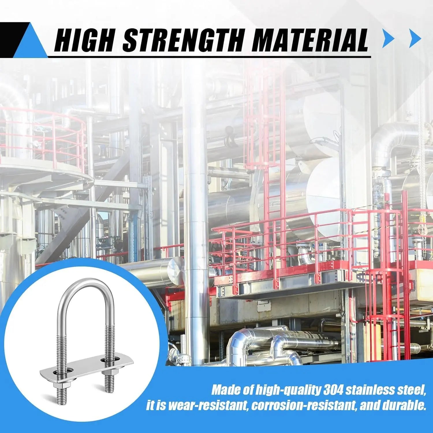 8 Sets M6 U Bolts 1 Inch Wide, 304 Stainless Steel Heavy Duty 25mm x 70mm U Bolts with Nuts, Bolt Plate, Washers and Wrench for Boat Trailer Wholesale Hub
