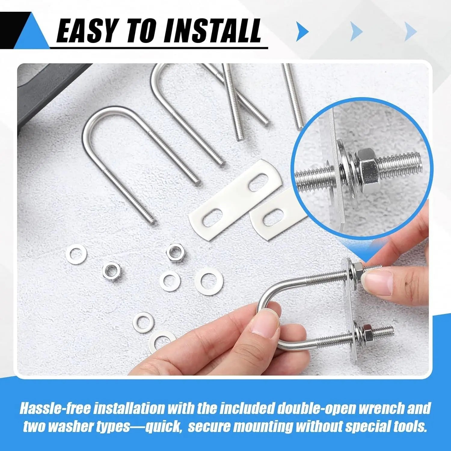 8 Sets M6 U Bolts 1 Inch Wide, 304 Stainless Steel Heavy Duty 25mm x 70mm U Bolts with Nuts, Bolt Plate, Washers and Wrench for Boat Trailer Wholesale Hub