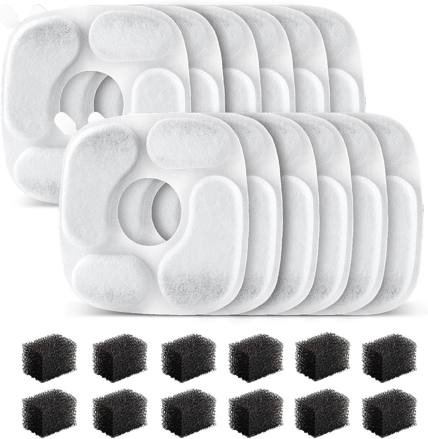 24 Pcs Cat Water Fountain Filter,12 Pack Filters & 12 Pack Pre-Filter Sponges, Compatible with 95oz/2.8L Pet Fountain Wholesale Hub