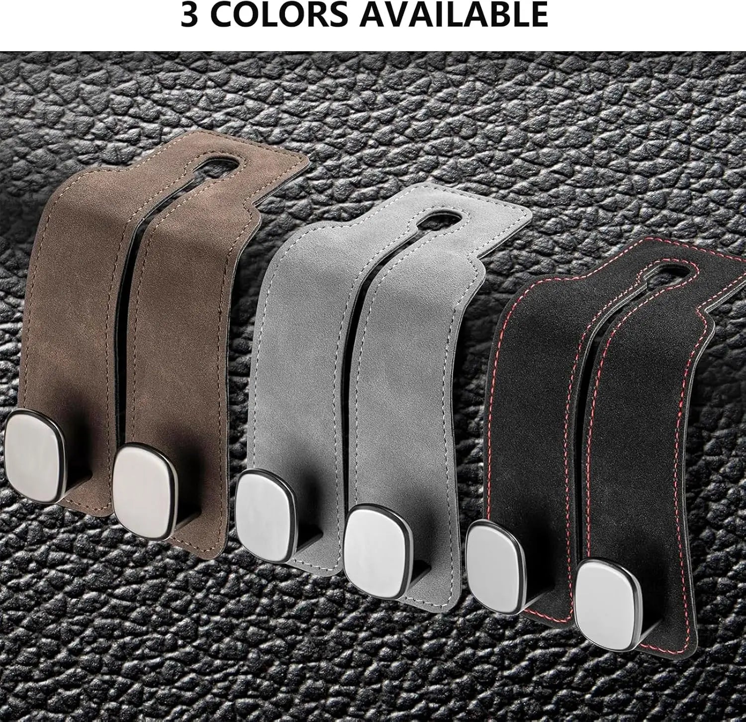 2 Pack Car Hooks for Headrest, Headrest Hooks Car Purse Hook Car Seat Back Storage Hook Premium Leather Car Seat Holder for Headrest Purses and Bags (Black) Wholesale Hub