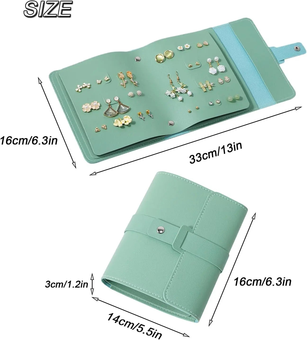 Earring Holder Organizer with Foldable Book Design Jewelry Book Organizer, Portable Pu Leather Travel Earring Case(Green) Wholesale Hub