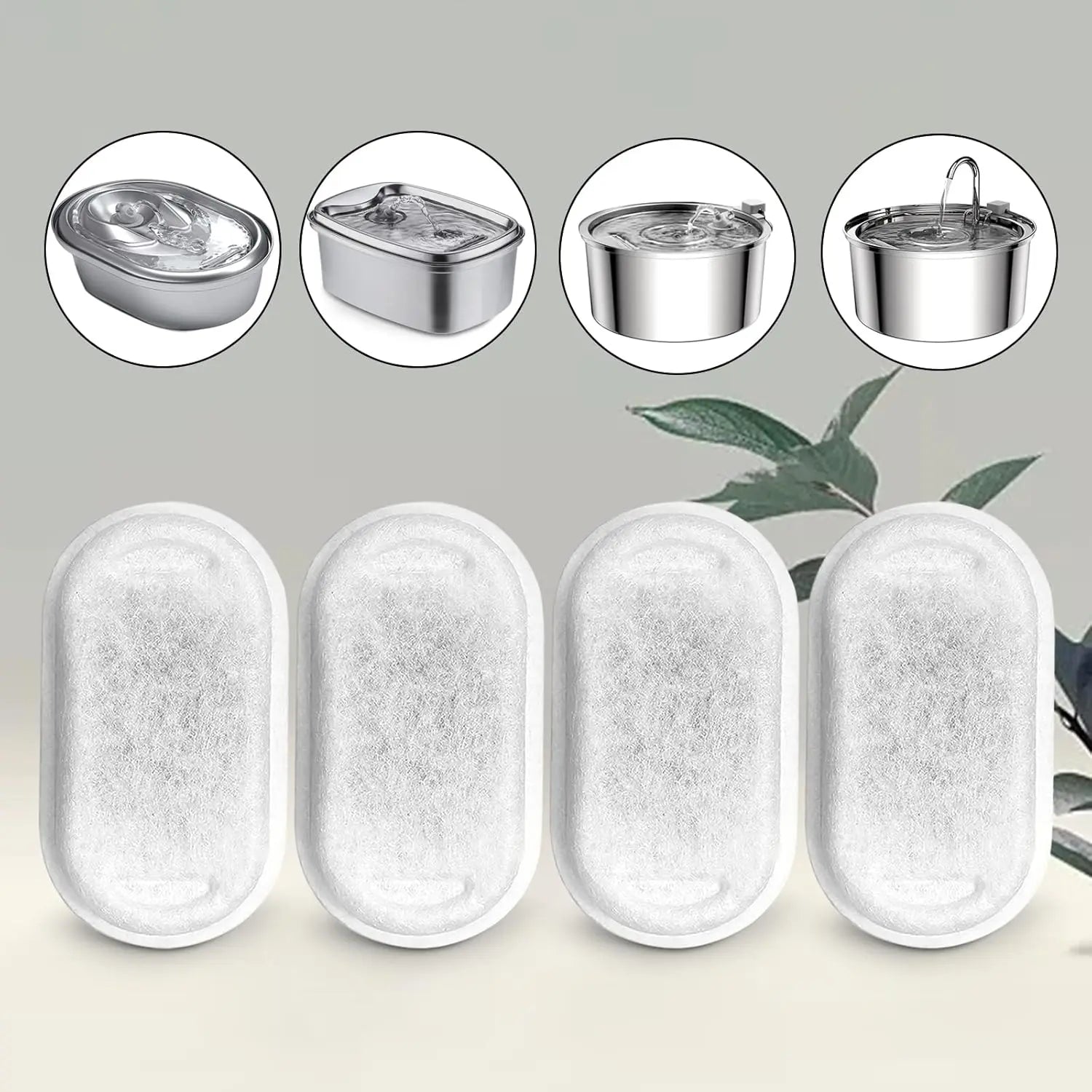 Cat Water Fountain Filters for 108/3.2L& 67oz/2L Stainless Steel Pet Water Dispenser Fountain Filter Replacement with 8 Sponges (8 Filters&8 Sponges) Wholesale Hub