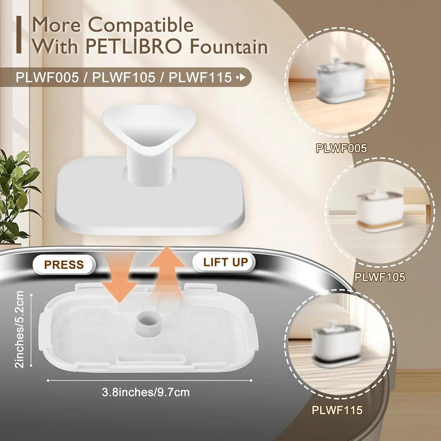 20 Packs Filter Replacement Compatible with  Cat Water Fountain PLWF005/PLWF105/PLWF115/PLWF106/PLWF116/PLWF305, Upgrade Replacement Filters Fit Pet libro Water Fountain, Easy to Install Wholesale Hub
