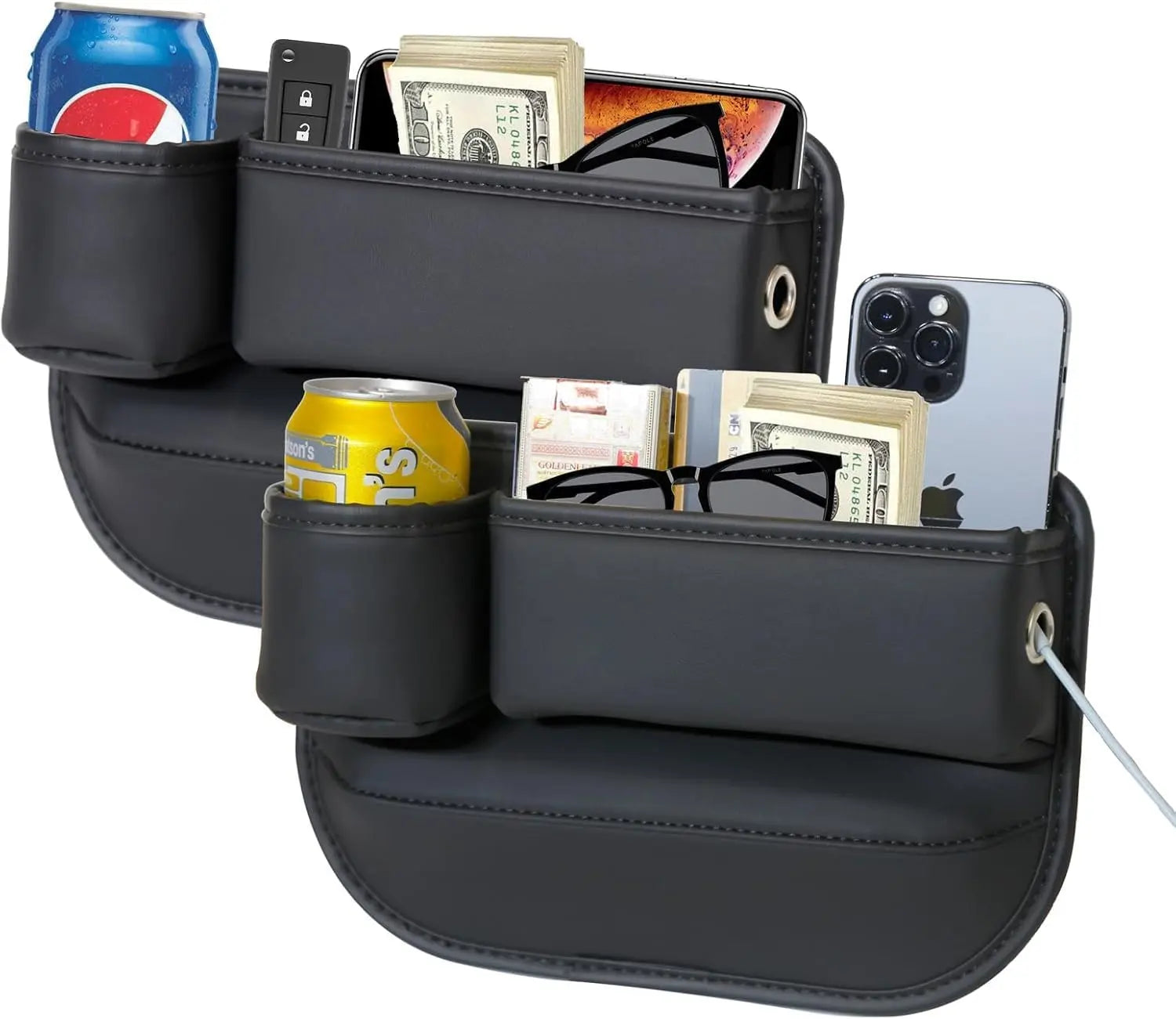 Anti-Drop Car Seat Gap Filler Organizer, Premium Leather Console Organizer, Easy Access to Phone/Keys, Universal Fit for Car SUV Truck Multi-Purpose Essentials Organizer(2PC) Wholesale Hub
