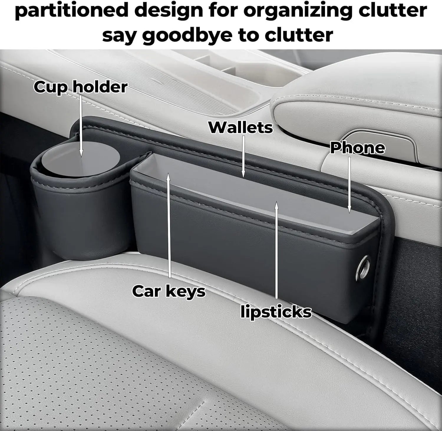 Anti-Drop Car Seat Gap Filler Organizer, Premium Leather Console Organizer, Easy Access to Phone/Keys, Universal Fit for Car SUV Truck Multi-Purpose Essentials Organizer(2PC) Wholesale Hub