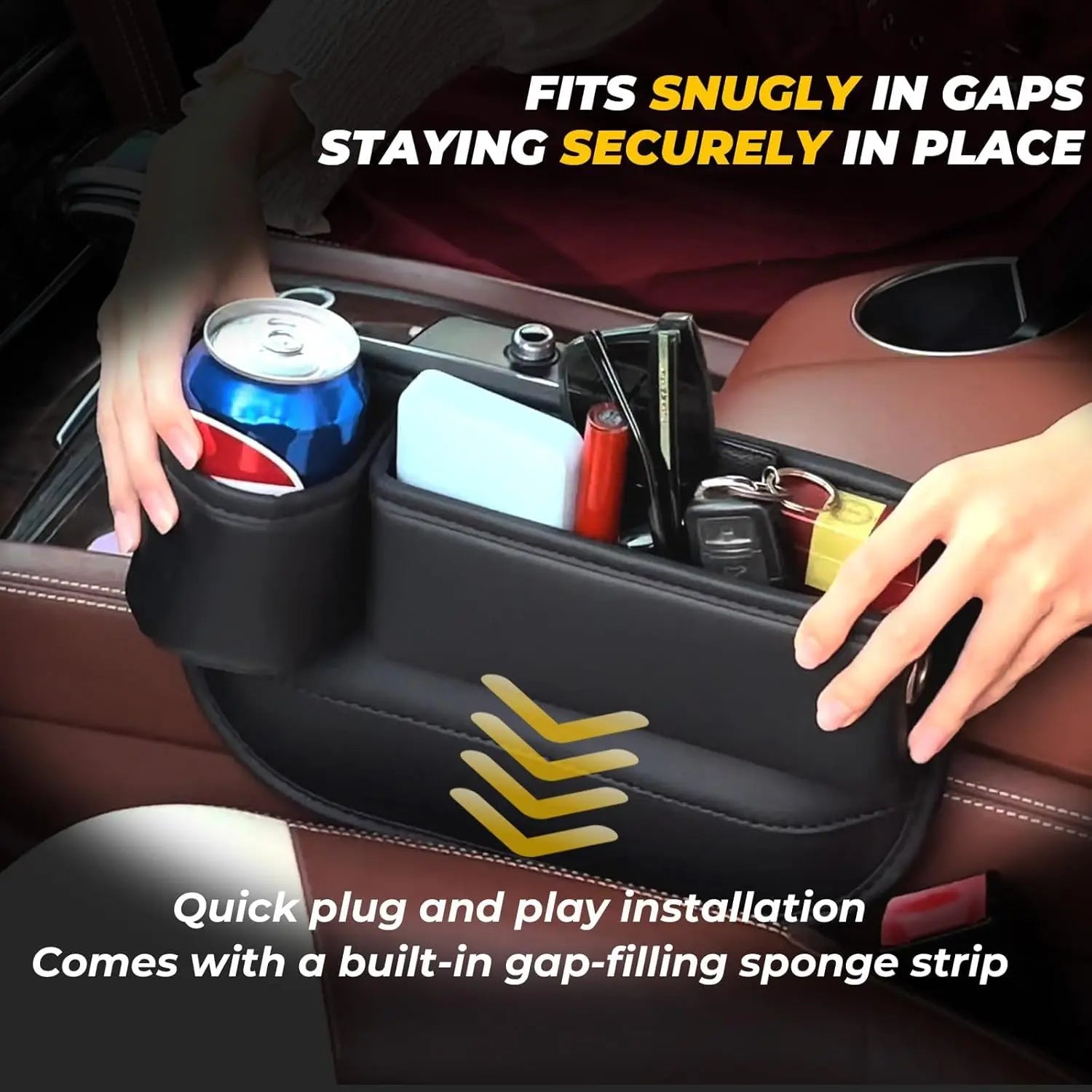 Anti-Drop Car Seat Gap Filler Organizer, Premium Leather Console Organizer, Easy Access to Phone/Keys, Universal Fit for Car SUV Truck Multi-Purpose Essentials Organizer(2PC) Wholesale Hub