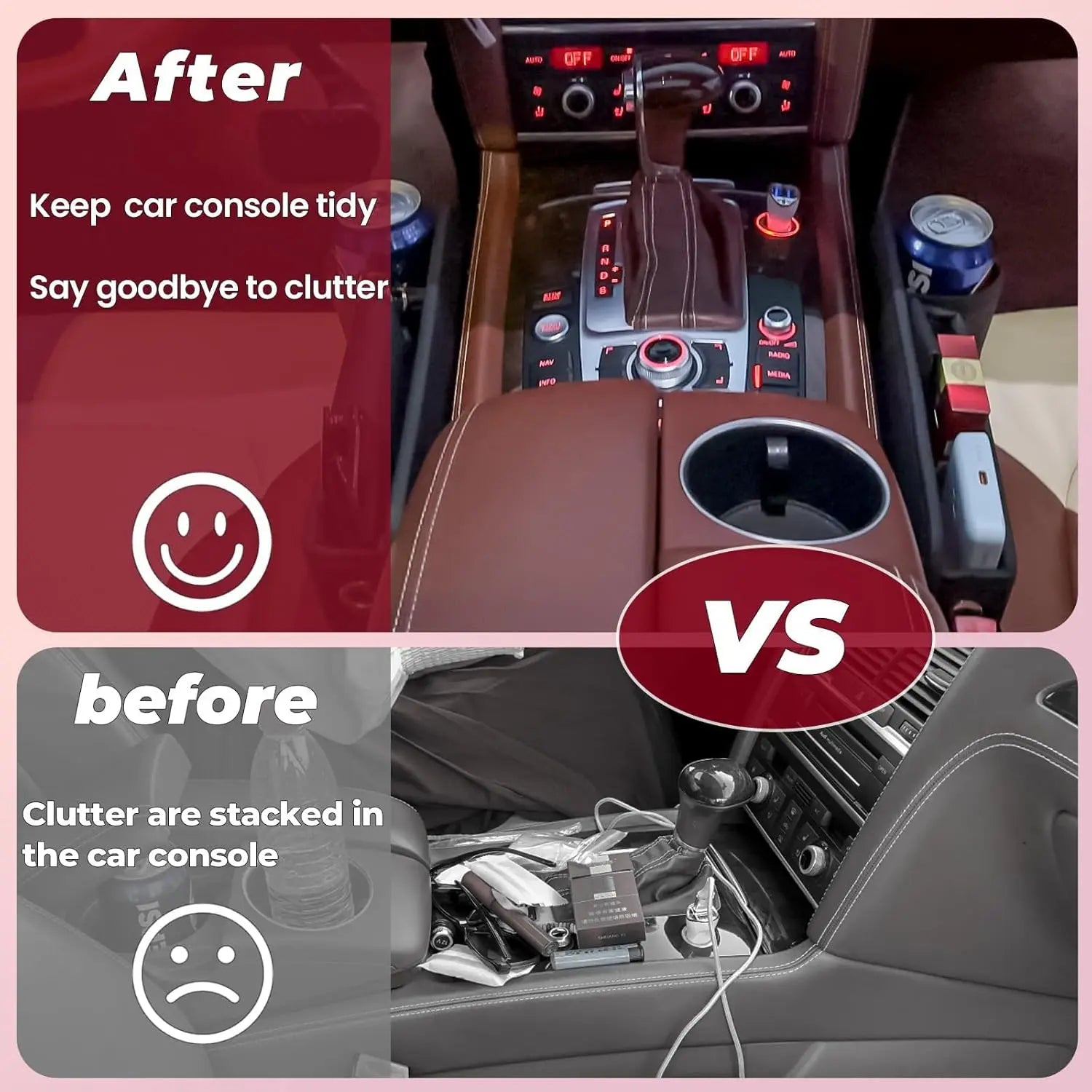 Anti-Drop Car Seat Gap Filler Organizer, Premium Leather Console Organizer, Easy Access to Phone/Keys, Universal Fit for Car SUV Truck Multi-Purpose Essentials Organizer(2PC) Wholesale Hub