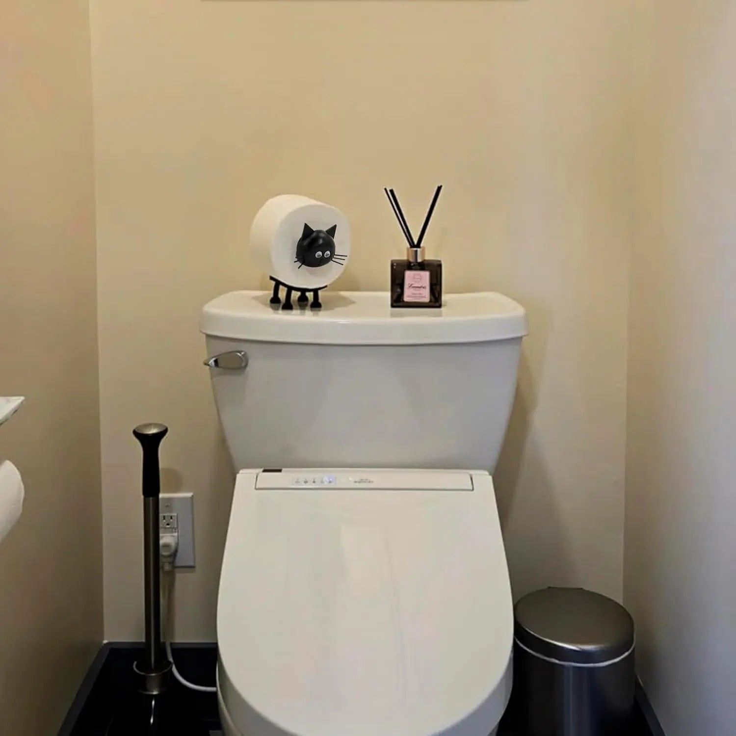 Cat Toilet Roll Holder: Tissue Paper Storage Stand - 3D Printed Black Loo Holder Bathroom Set for Shelf Housewarming Gift Decor (Cat-1Pcs) Cat-1pcs Wholesale Hub