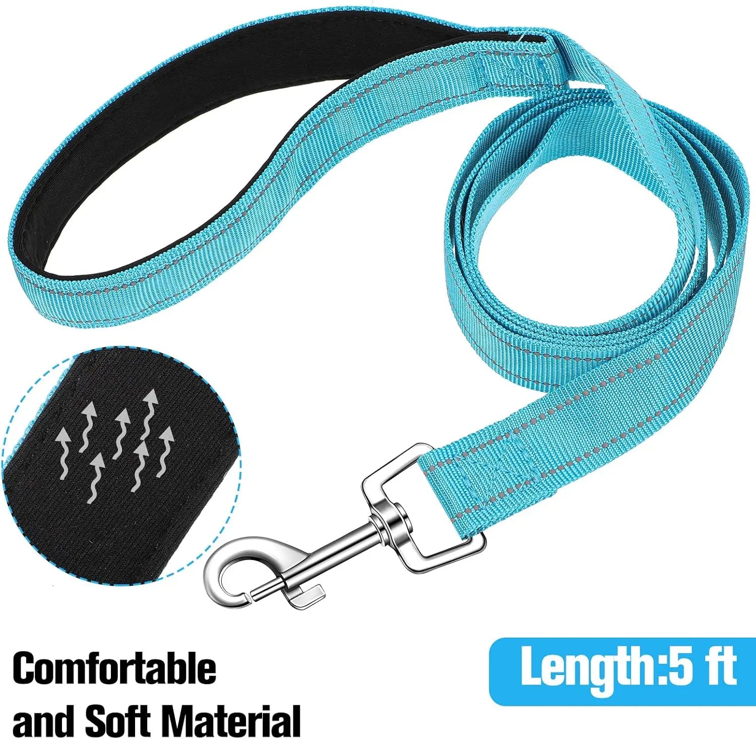 12 Pack Dog Leash Bulk, Double Sided Reflective, Nylon Leashes with Padded Handle for Small, Medium, and Large Dogs, 5 Feet Long, Puppy Walking Training Wholesale Hub