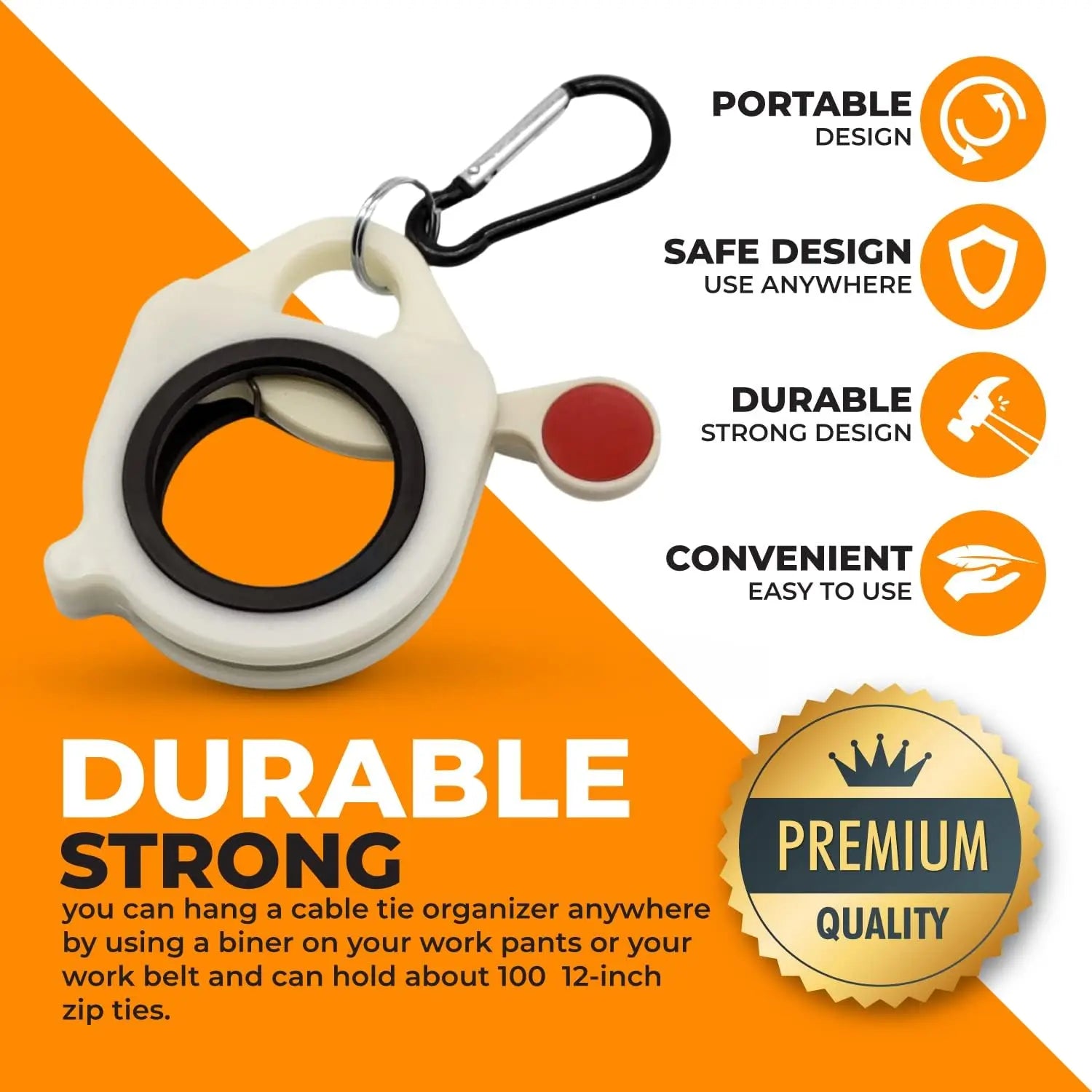pugdodo Zip TIE Organizer (2PCS)-Light Plastic Cable tie Holder Without Unnecessary Waste and Simple Use-Reusable Cable Tie Organizer (White) Wholesale Hub
