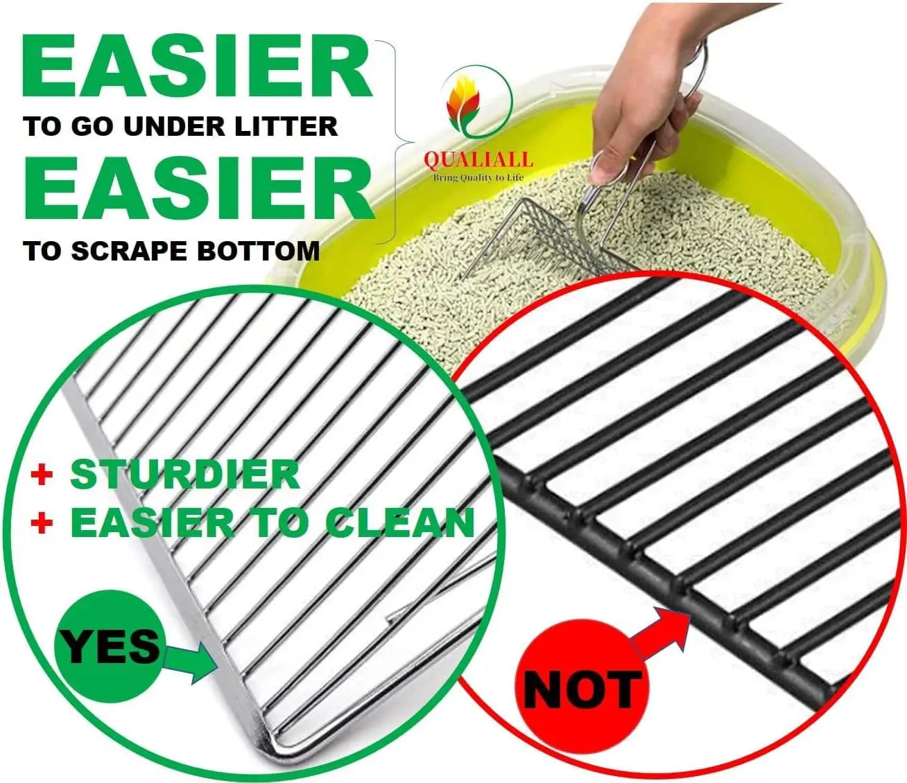 Metal Cat Litter Scoop, Fast and Clean Clumping Kitty Litter Scooper with Holder, Flat Ledging Edge, Large Solid and Comfy! All Metal Fun Maker, Say No to Dirty and Loose Handle,1+2pcs Wholesale Hub