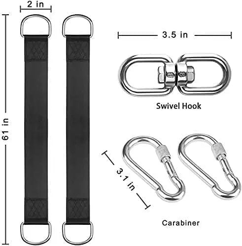 Tree Swing Straps Hanging Kit Holds 2200 lbs, 5FT Swing Straps 2 Pack Tree Protector Mats with 2 Safety Heavy Duty Carabiner & 1 Stainless Steel Swivel, Carry Bag Included, Perfect for Hammocks & Most Swing Seats Wholesale Hub