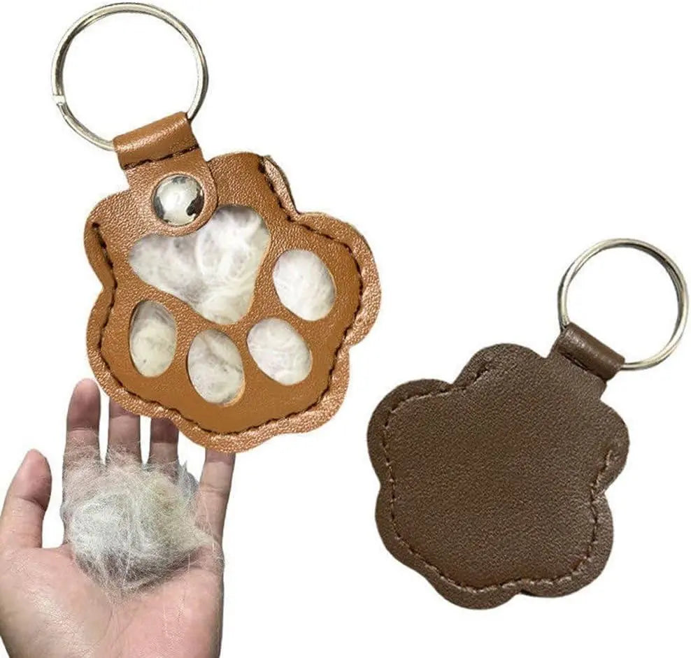Pet Hair Storage Bag 3pcs Leather Cat Paw Keychain Portable Pet Hair Memorial Keepsake Keyring for Pet Commemorative Wholesale Hub