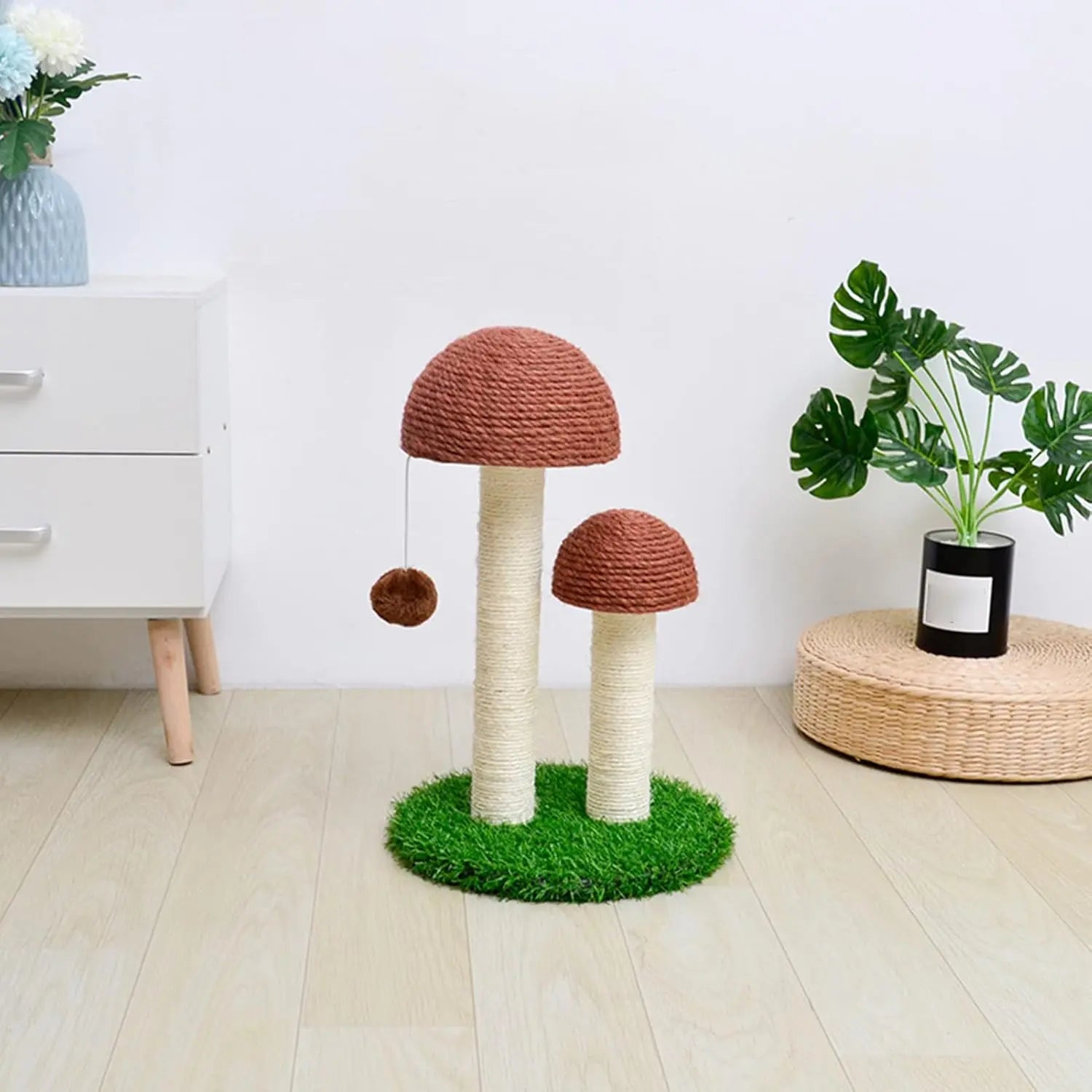 Mushroom Cat Scratching Post with Natural Sisal, Simulation Lawn Cat Climbing Shelf, Multifunctional Cat Toys Scratching Board for Play and Rest, Cat Furniture Protector Wholesale Hub