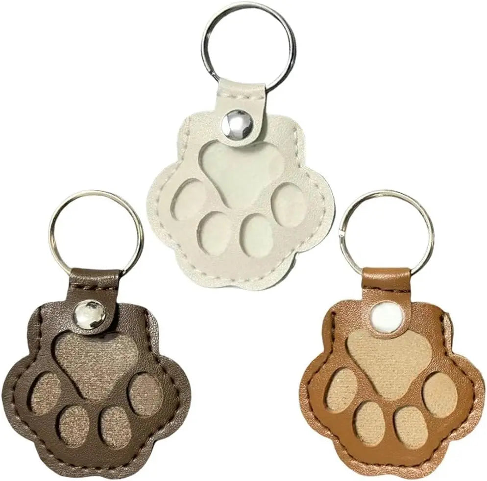 Pet Hair Storage Bag 3pcs Leather Cat Paw Keychain Portable Pet Hair Memorial Keepsake Keyring for Pet Commemorative Wholesale Hub