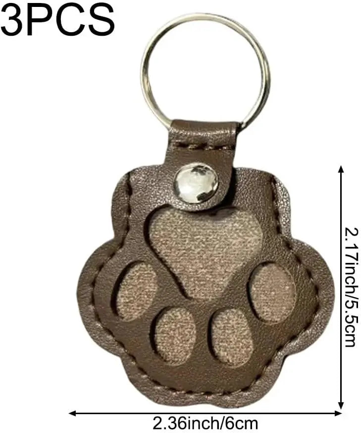 Pet Hair Storage Bag 3pcs Leather Cat Paw Keychain Portable Pet Hair Memorial Keepsake Keyring for Pet Commemorative Wholesale Hub