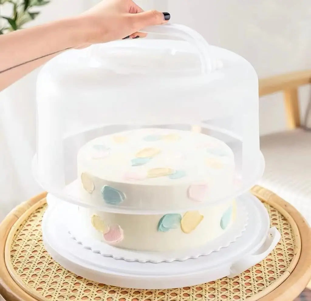 Large 10 Inch Cake Carrier Keeper Stand with Handles and Lids Container for Transport Cake Holder Tray with Cover Round Cupcake Storage Kitchen Cooking Box Wholesale Hub
