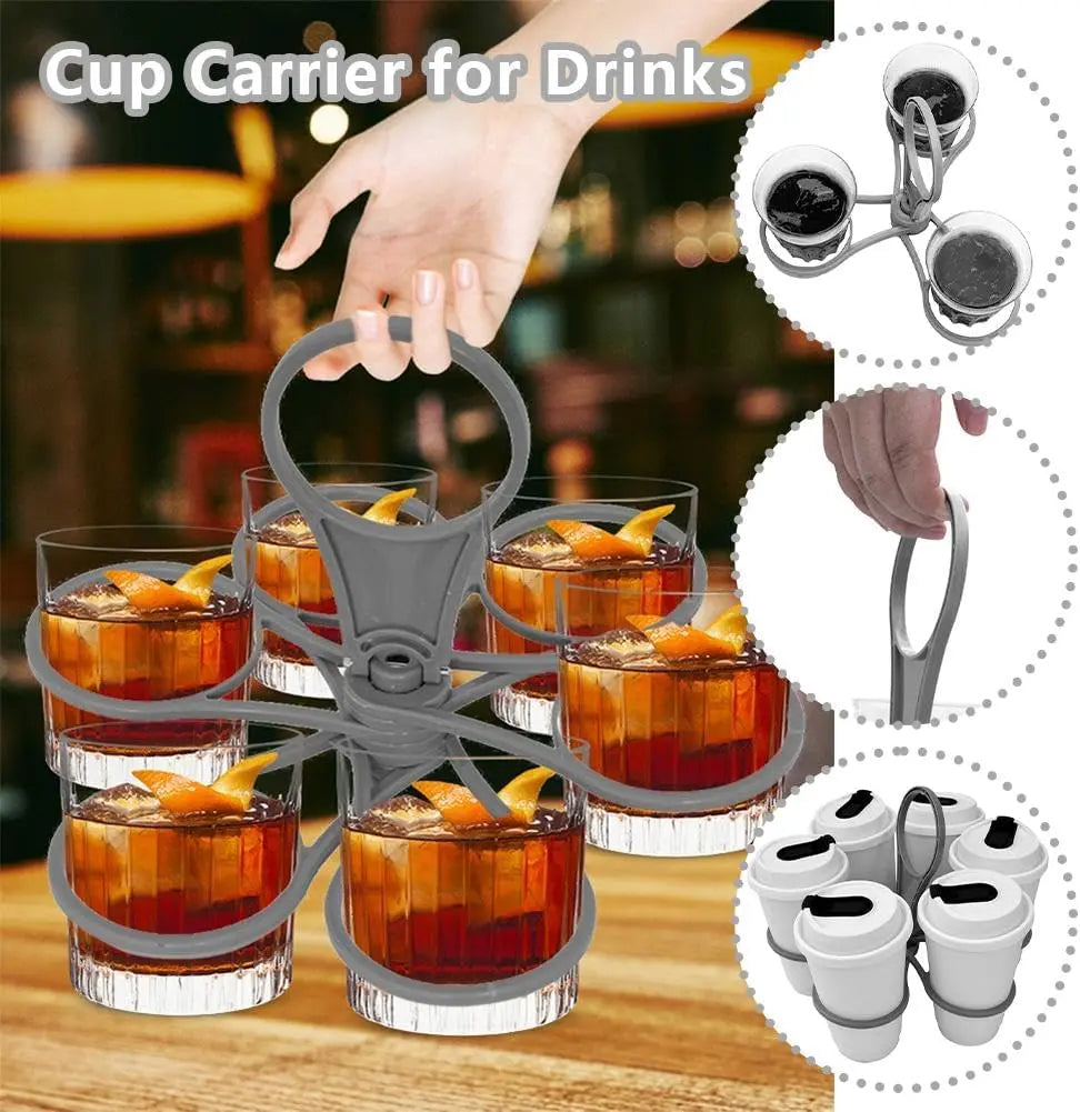 Rotating Cup Holder Fold Away Cup Carrier,Portable Drink Carrier for Big Cups,Reusable Drink Delivery Carrier with Handle for Festival Sports Wholesale Hub