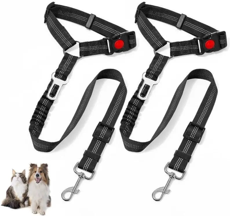 Dog Seat Belts for Car, 2 Pcs Dog Tether with Elastic Bungee Buffer, Adjustable Dog Car Seatbelts and Strong Leash Leads Accessories for Dogs Cats Pets, Black Wholesale Hub