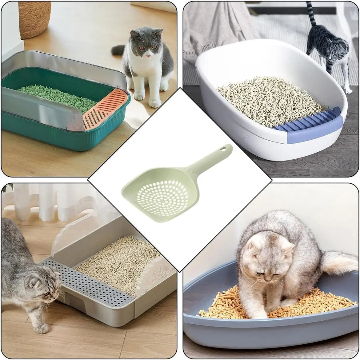 Cat Litter Scoop, Kitten Pooper Lifter, Non Stick Sifter Poop Cleaner Corner Shovel,Cat Feces Scoop, Cat Cleaning Supplies, A Variety Of Colors Available, Durable And Reliable (B) Wholesale Hub