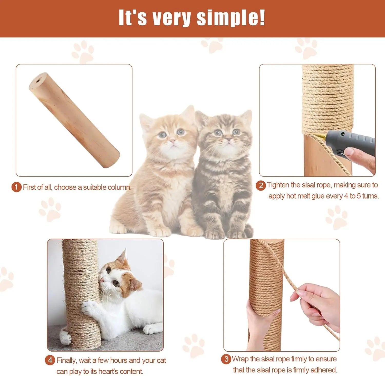 50M Sisal Rope for Cat Scratchers, Cat Scratching Sisal Rope 6mm Natural Jute Hemp Rope, Ideal for Replace Scratching Post, Repair Cat Tree, DIY Projects Wholesale Hub