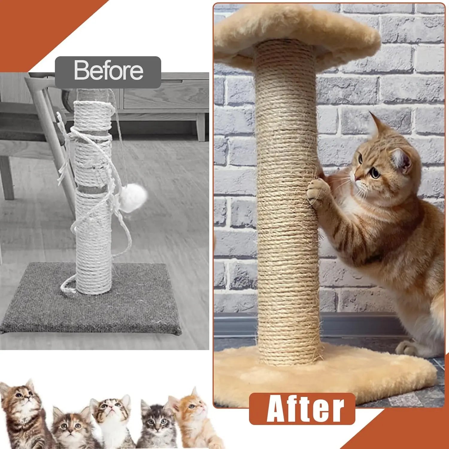 50M Sisal Rope for Cat Scratchers, Cat Scratching Sisal Rope 6mm Natural Jute Hemp Rope, Ideal for Replace Scratching Post, Repair Cat Tree, DIY Projects Wholesale Hub