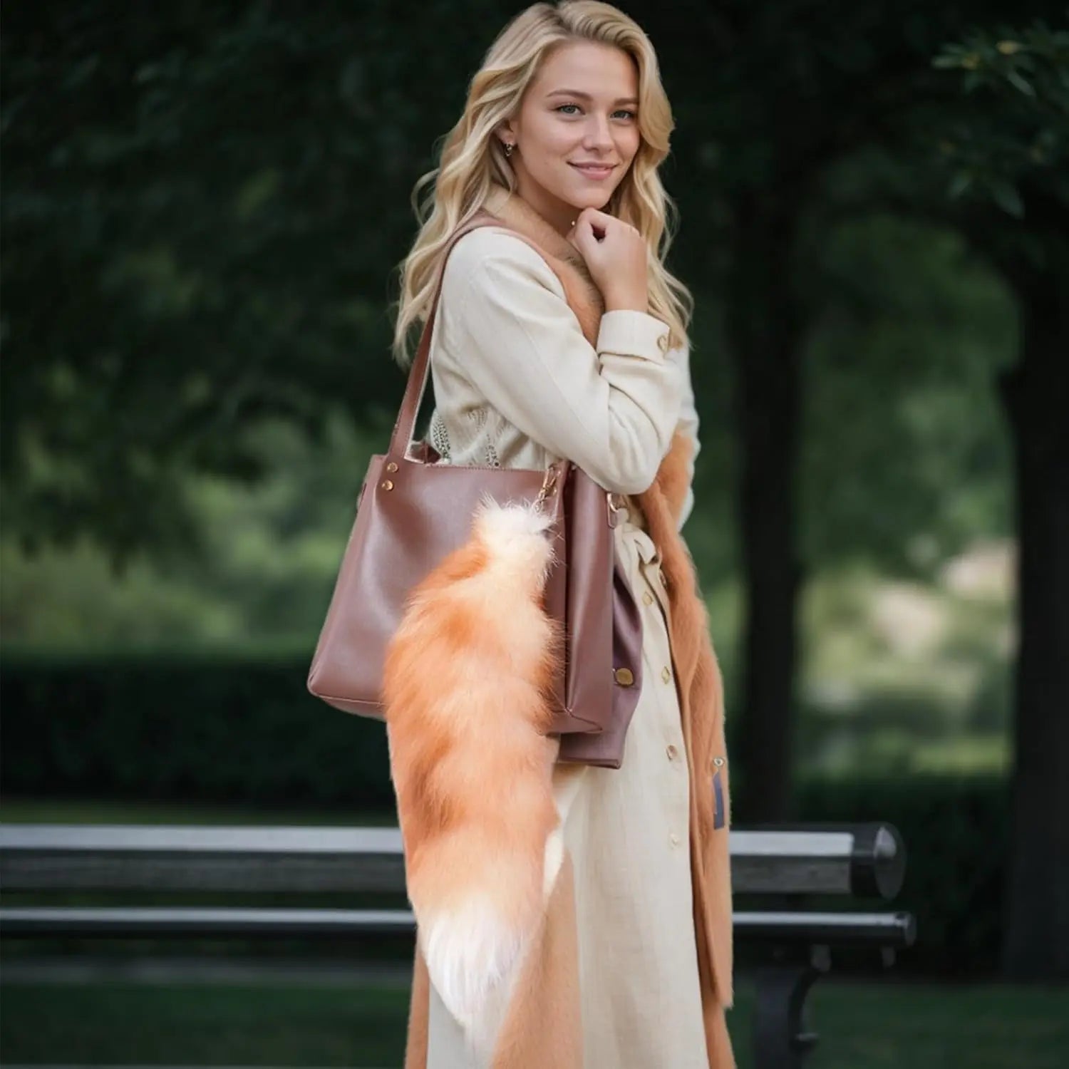 3 Pcs Therian Tail, 15.8 Inch Long Therian Fox Tail with Clasp, Halloween Soft Fluffy Fox Tail Keychain, Hanging Fox Tails for Women Adult Handbag Backpack Wholesale Hub