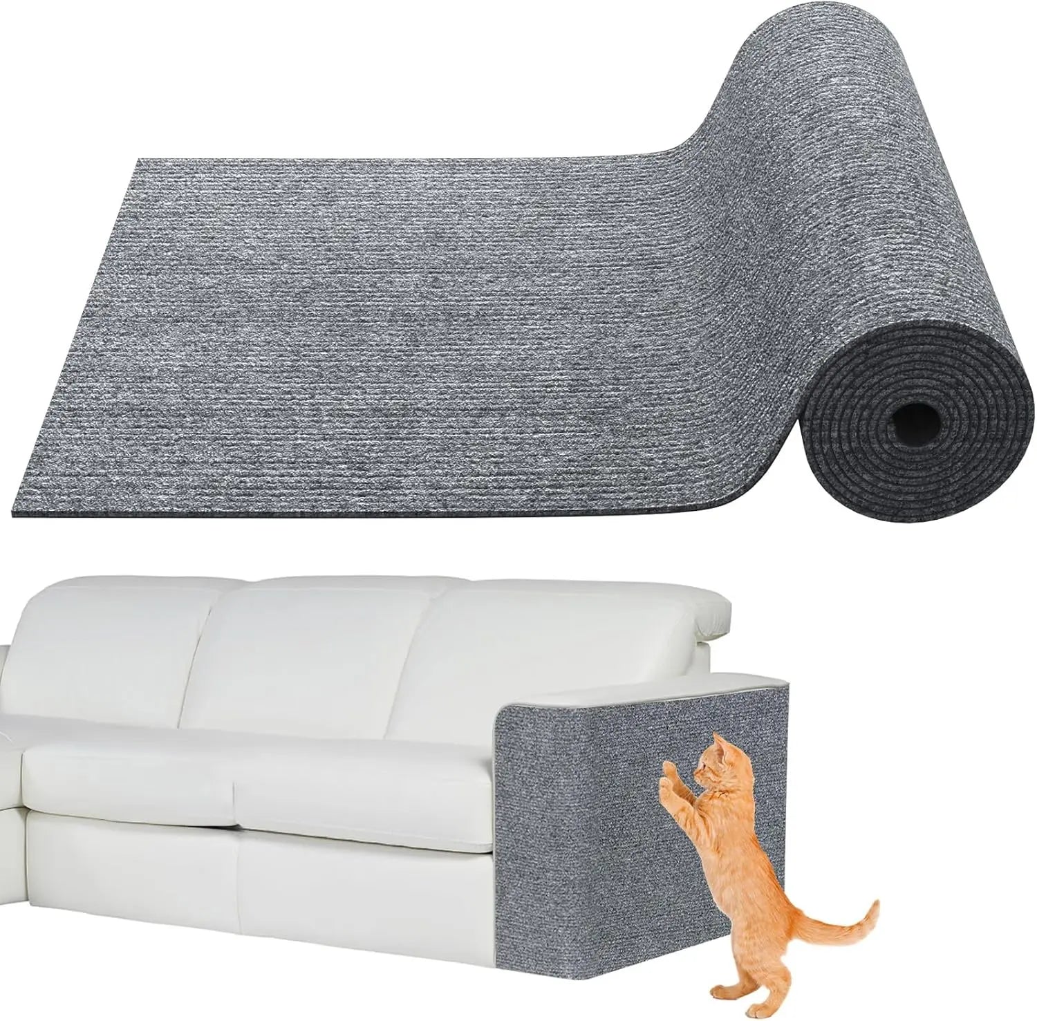 78.7"x15.8" Cat Scratching Mat - Trimmable Self Adhesive DIY Climbing Cat Scratcher Pad Replacement for Cat Tree Shelves and Post Cat Scratch Furniture (Light Grey) Wholesale Hub