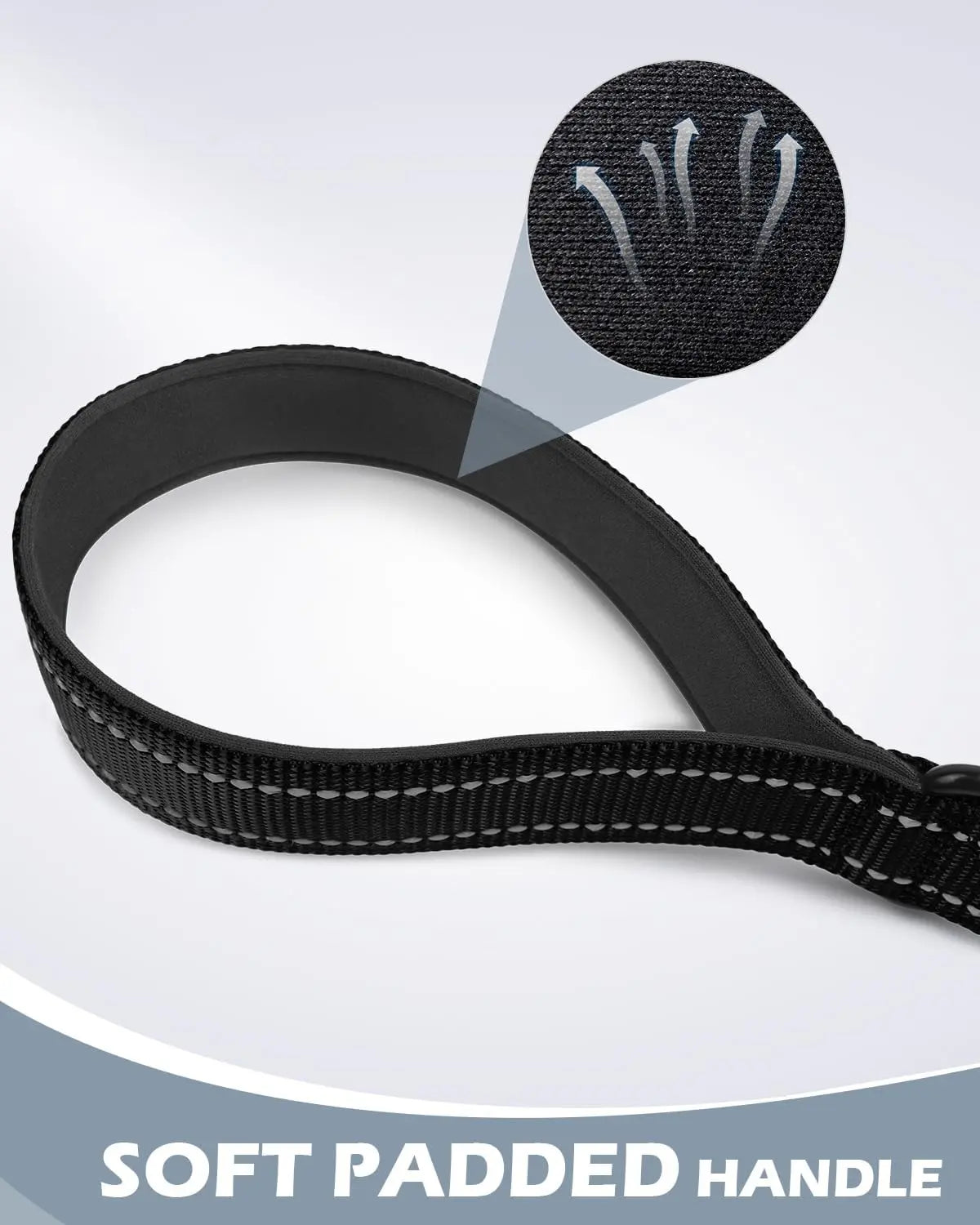 Strong Short Dog Leash 18 Inch, 1.2 Inch Wide, Heavy Duty, Padded Handle for Traffic Control, Reflective Medium and Large Dogs Walking Training, Black 1.5 ft Wholesale Hub
