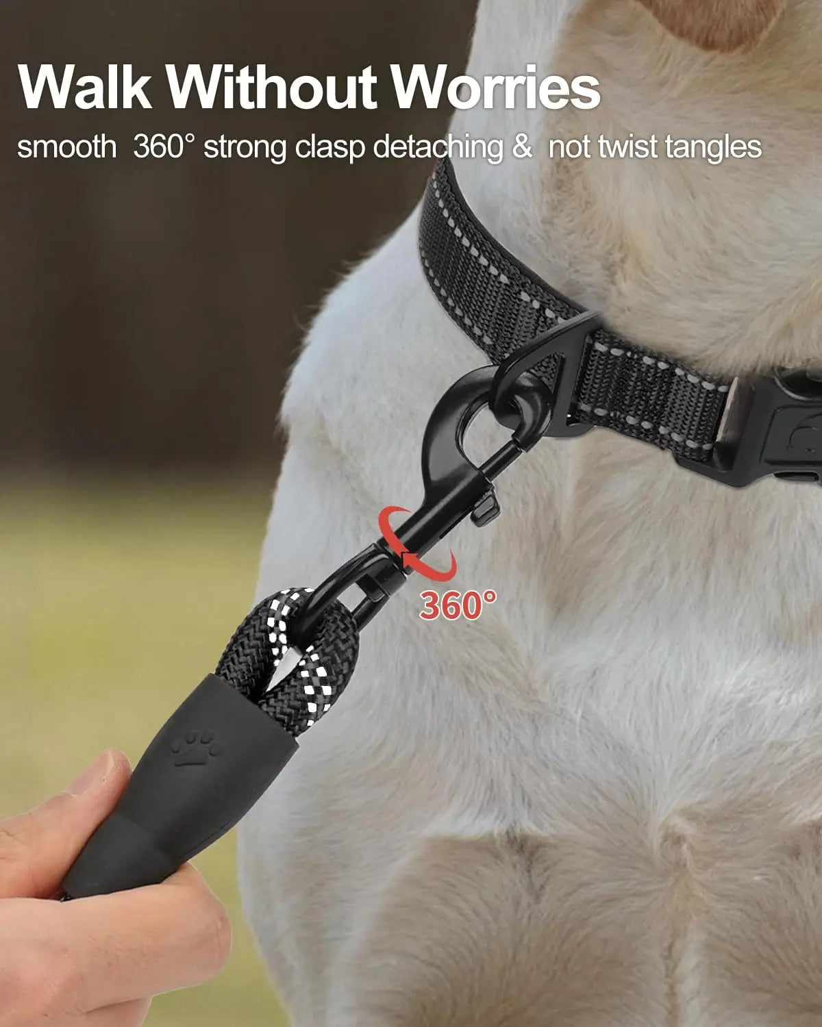 Dog Leash for Large Dogs, Heavy Duty Nylon Leashes with Comfortable Padded Handle and Highly Reflective Threads, Ideal Walking Training, Black, 6'×1/2'' Black 6FT×1/2'' (20~120 lbs) Wholesale Hub