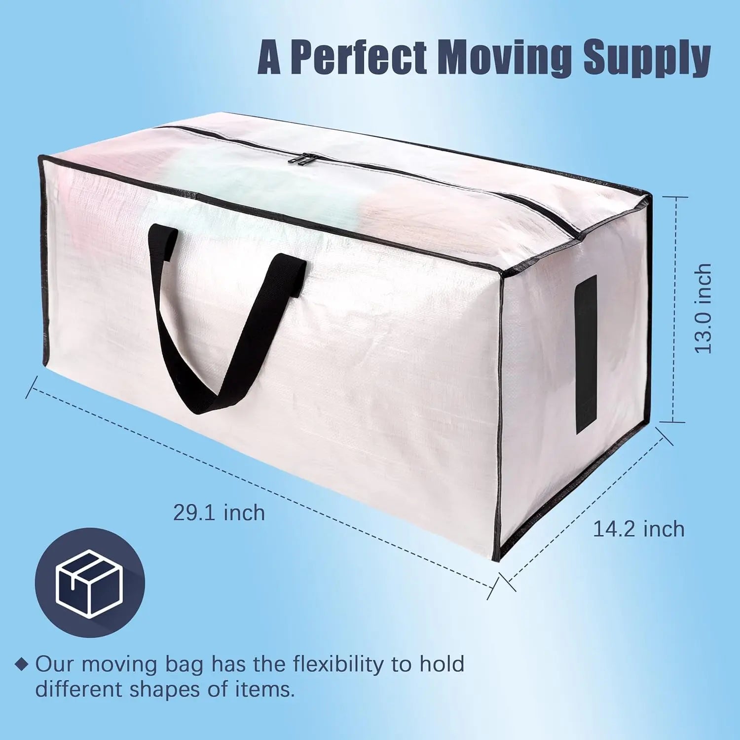 8 Pack Large Strong Moving Bags with Zippers & Carrying Handles - Water-Resistant Heavy Duty Storage Tote for Space Saving, Fold Flat, Alternative to Box (Semi-Transparent) Semi-Transparent Pack-24gal Wholesale Hub