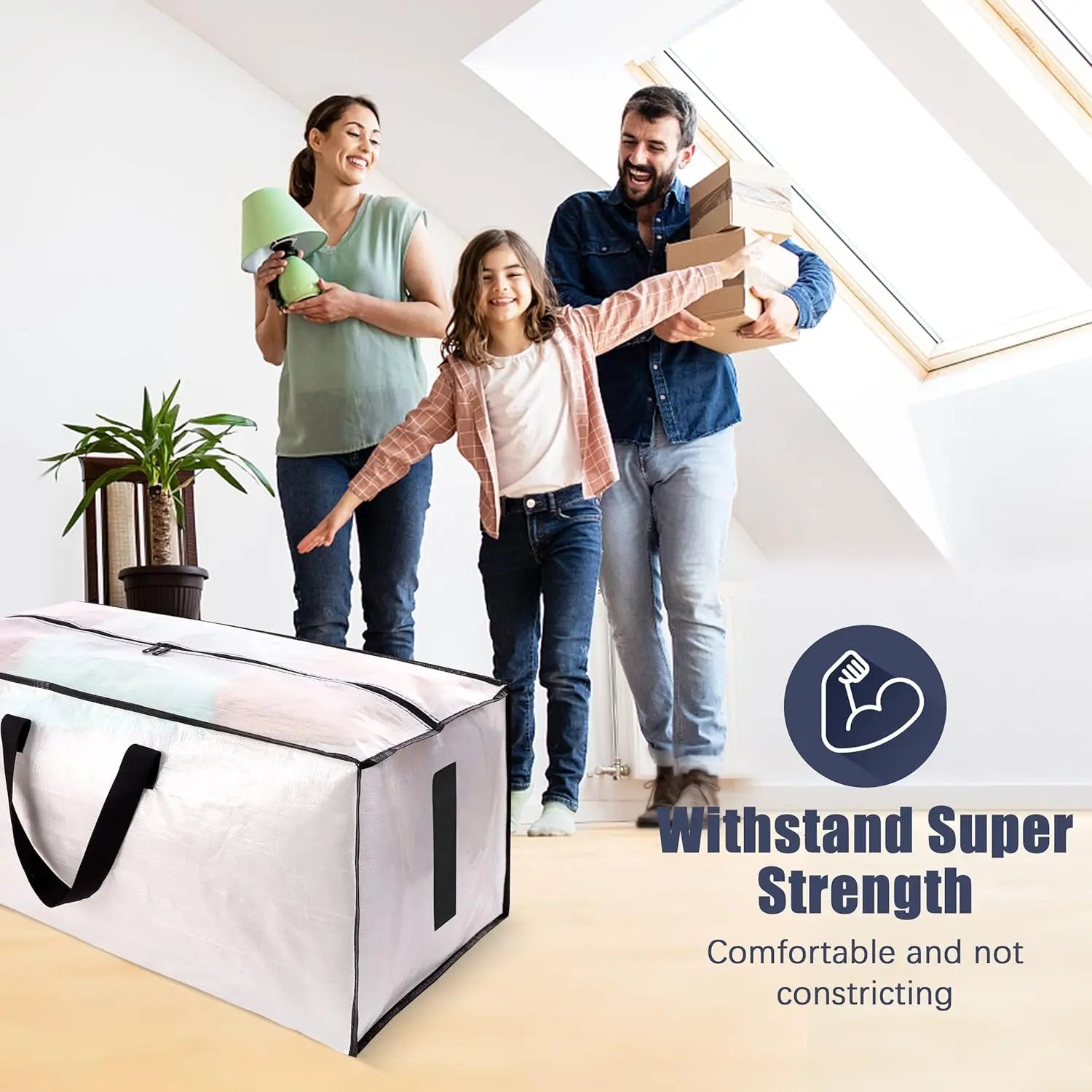 8 Pack Large Strong Moving Bags with Zippers & Carrying Handles - Water-Resistant Heavy Duty Storage Tote for Space Saving, Fold Flat, Alternative to Box (Semi-Transparent) Semi-Transparent Pack-24gal Wholesale Hub