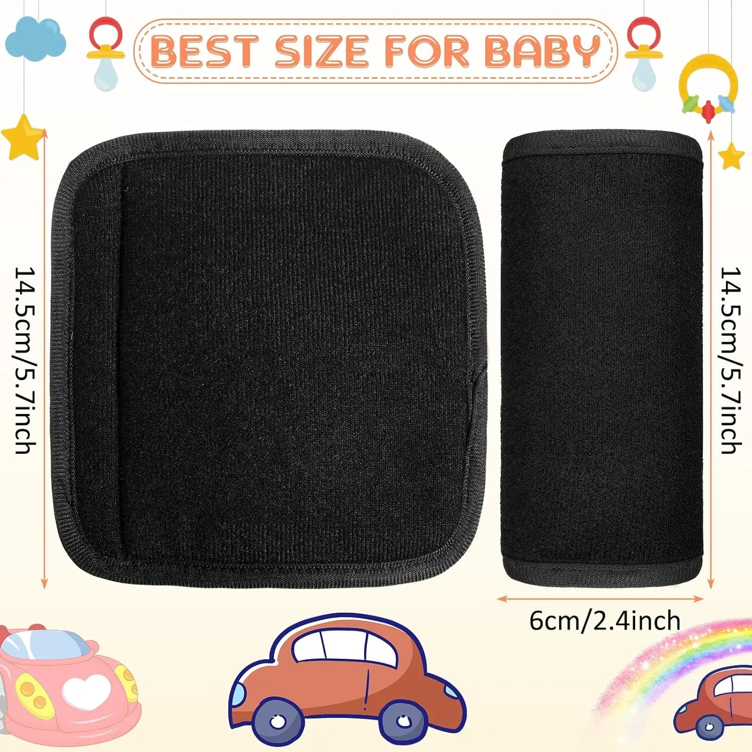 6 Pieces Car Seat Strap Pads Covers for Baby Kids, Carseat Shoulder Pads, Soft Belt Cover Infant Stroller Safety Cushion Boy and Girl, 2.4 x 5.7 Inches(Black) Black - Wholesale Hub