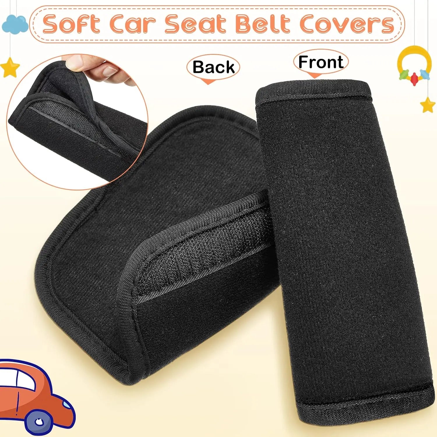 6 Pieces Car Seat Strap Pads Covers for Baby Kids, Carseat Shoulder Pads, Soft Belt Cover Infant Stroller Safety Cushion Boy and Girl, 2.4 x 5.7 Inches(Black) Black - Wholesale Hub
