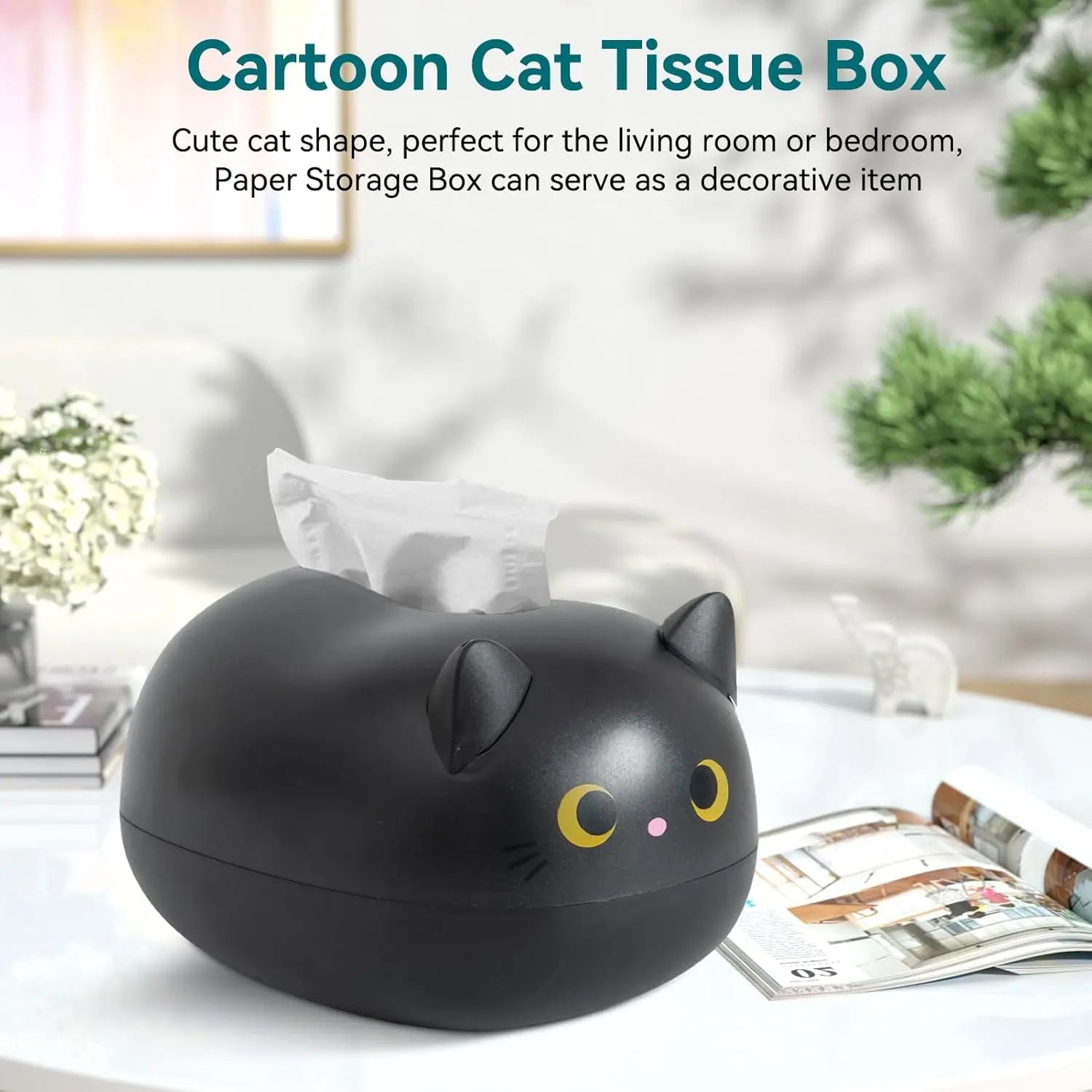 Cat Tissue Dispenser, Cartoon Toilet Paper Holder Dispenser Box with 2 Toothpick for Car Home Bathroom Kitchen Office Wholesale Hub