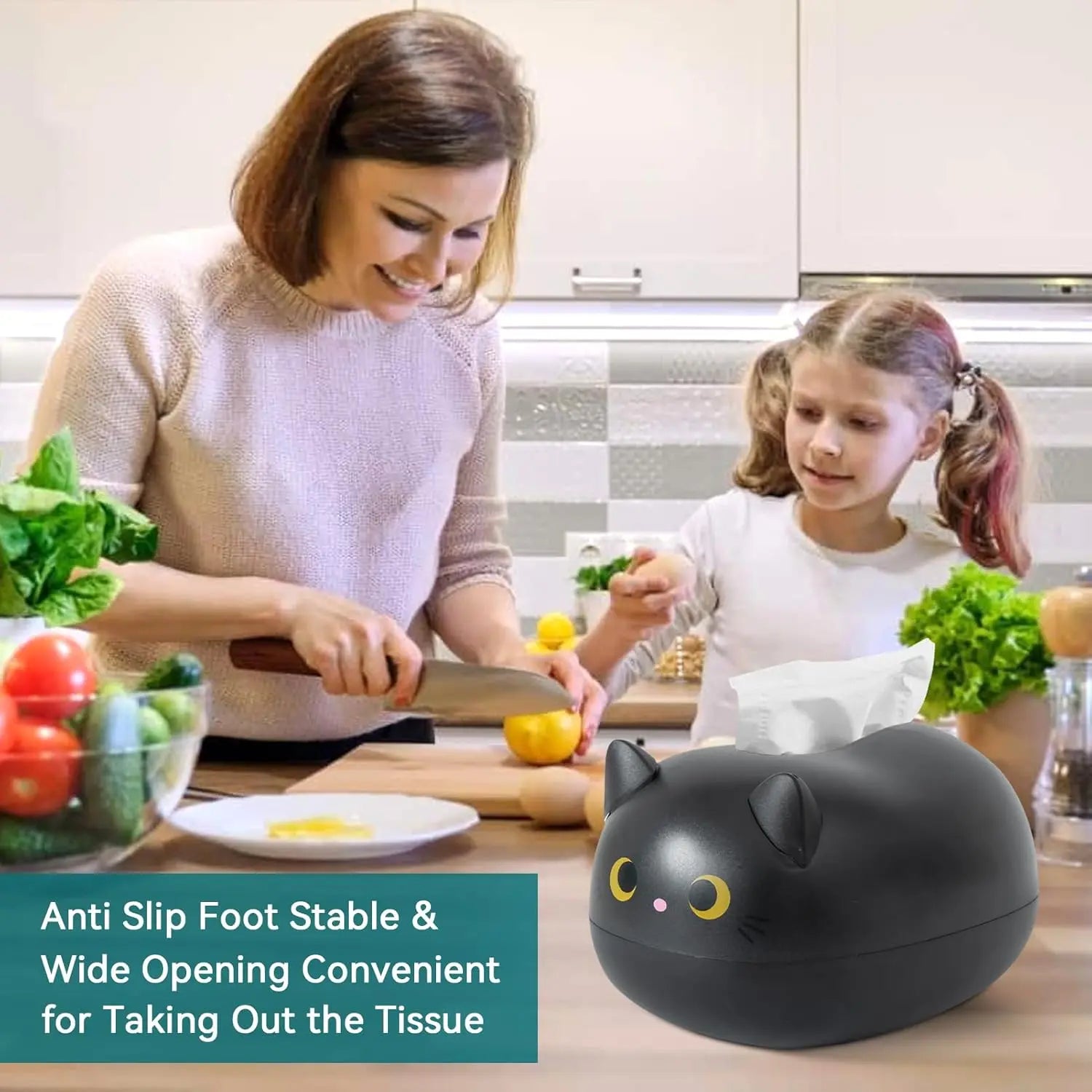 Cat Tissue Dispenser, Cartoon Toilet Paper Holder Dispenser Box with 2 Toothpick for Car Home Bathroom Kitchen Office Wholesale Hub
