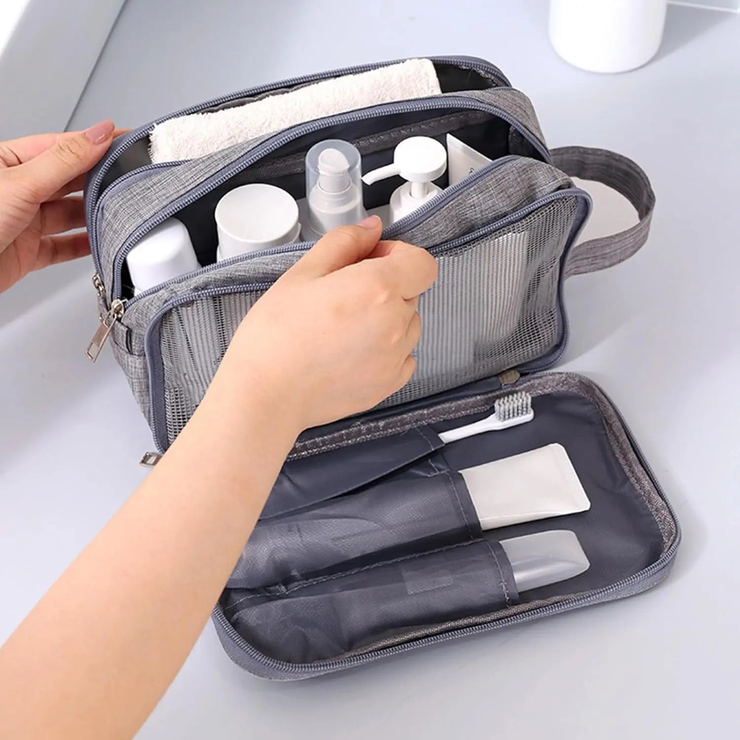 Travel Toiletry Bag, Organizer Mens Bag Dopp Kit Bathroom Shaving Portable Makeup Bags for Accessories(27*10*16cm) Wholesale Hub