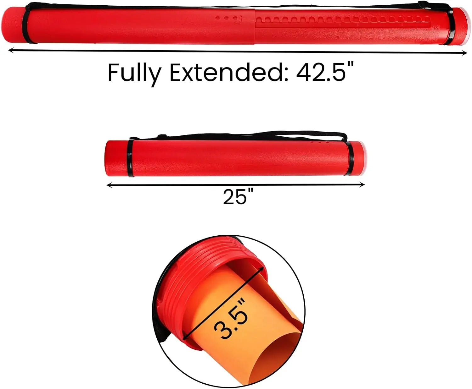 3 Packs Extendable Poster Tube, 25" to 42.5" Waterproof Blueprint Holder with Strap, Portable Telescoping Carrying Case Lid for Maps, Art and Drawings, Round Storage Container Document Wholesale Hub