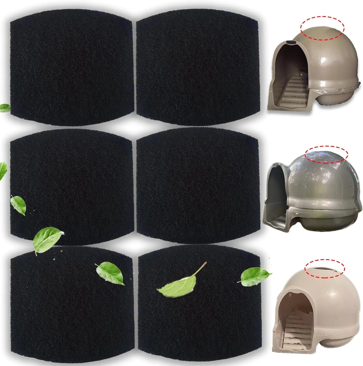 Carbon Filters Compatible with Petmate Booda Clean Step Cat Litter Box - Thickened and Durable Activated Charcoal Filters, Absorb Odors/Control Damp from Pets/Keep Home Fresh (6 Pack) Wholesale Hub