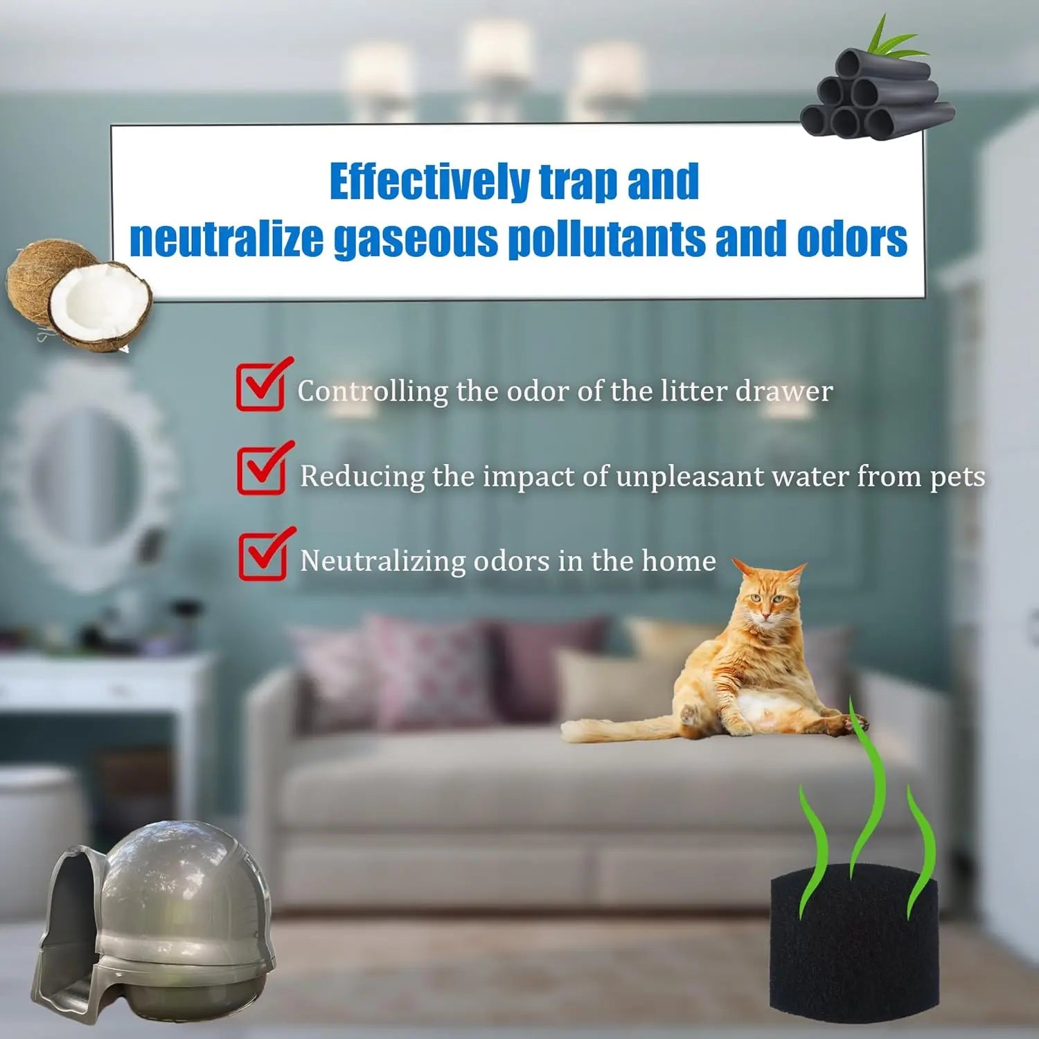 Carbon Filters Compatible with Petmate Booda Clean Step Cat Litter Box - Thickened and Durable Activated Charcoal Filters, Absorb Odors/Control Damp from Pets/Keep Home Fresh (6 Pack) Wholesale Hub