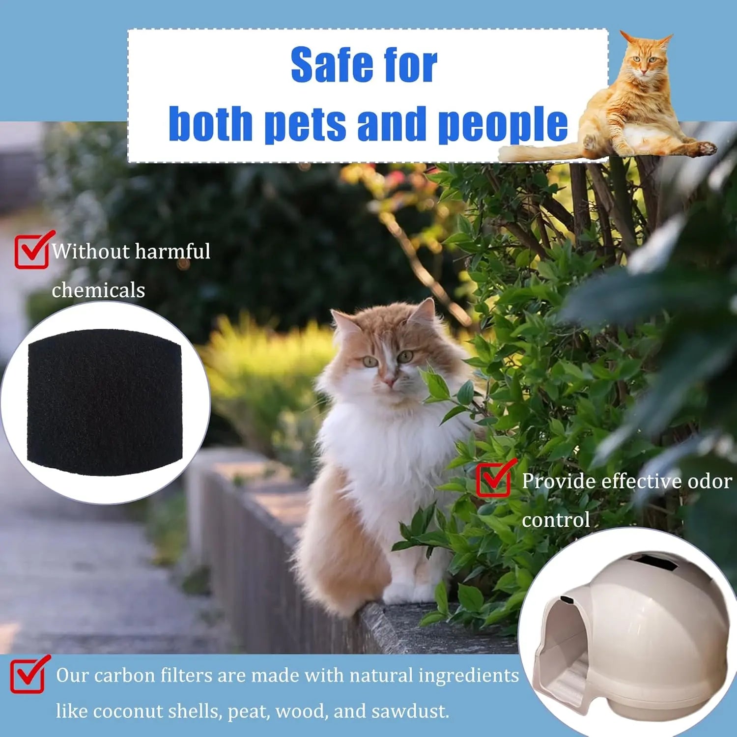 Carbon Filters Compatible with Petmate Booda Clean Step Cat Litter Box - Thickened and Durable Activated Charcoal Filters, Absorb Odors/Control Damp from Pets/Keep Home Fresh (6 Pack) Wholesale Hub