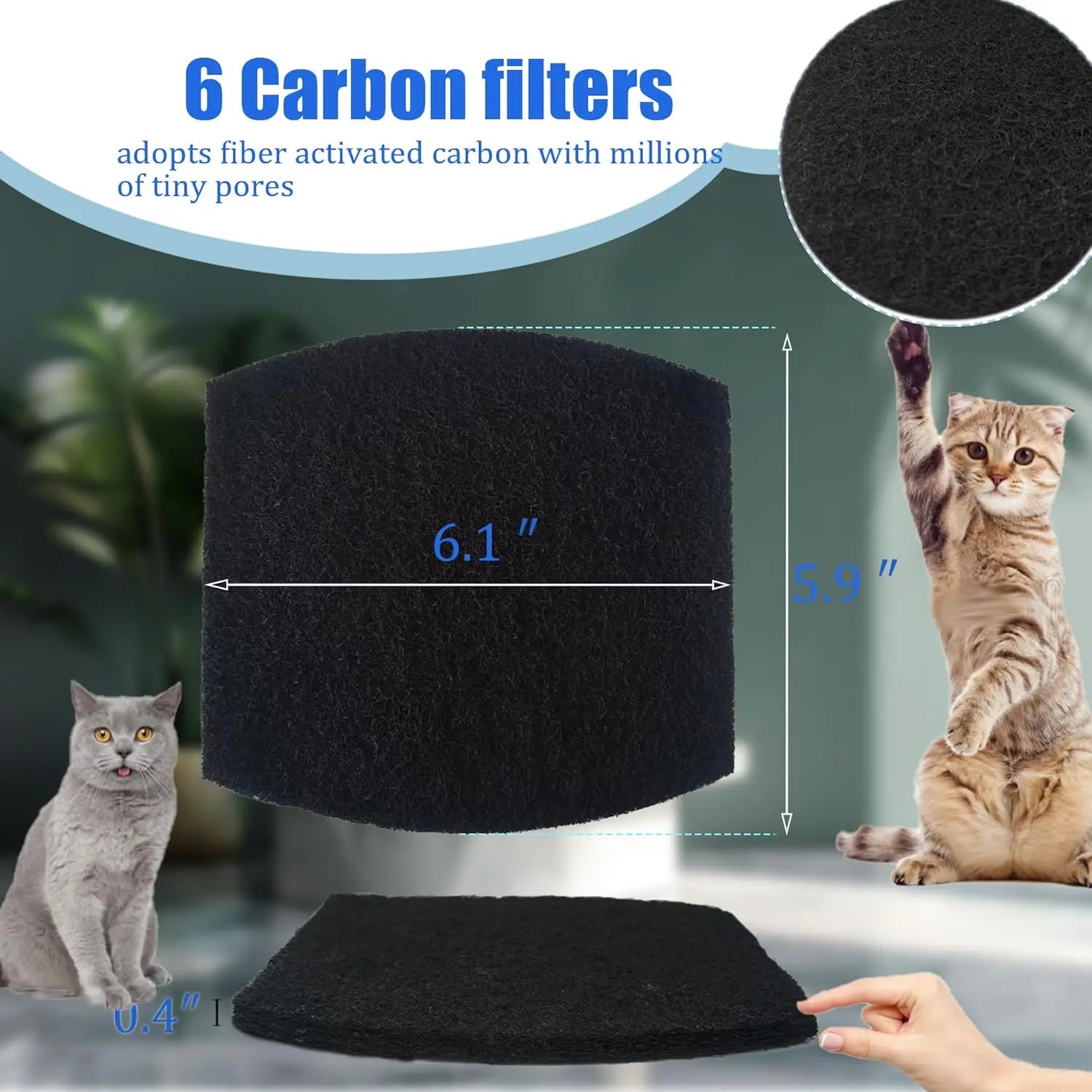 Carbon Filters Compatible with Petmate Booda Clean Step Cat Litter Box - Thickened and Durable Activated Charcoal Filters, Absorb Odors/Control Damp from Pets/Keep Home Fresh (6 Pack) Wholesale Hub