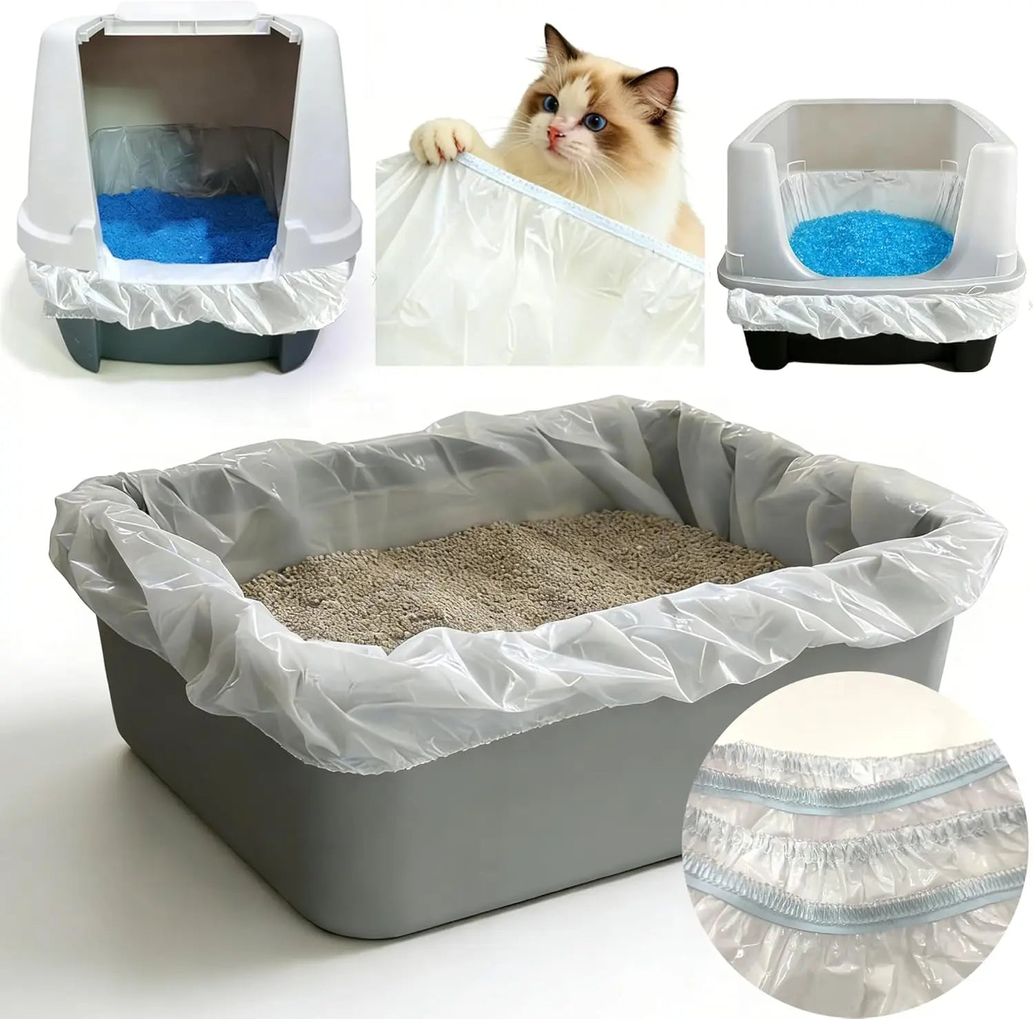 Large Cat Litter Liners, Jumbo Drawstring Leakproof Bags for IRIS Cat Litter Boxes, Heavy Duty 2 MIL Tear-Resistant Extra Durable Disposable Bags for Most Cat Litter Pans, 42“ x 20”, 16PCS Wholesale Hub