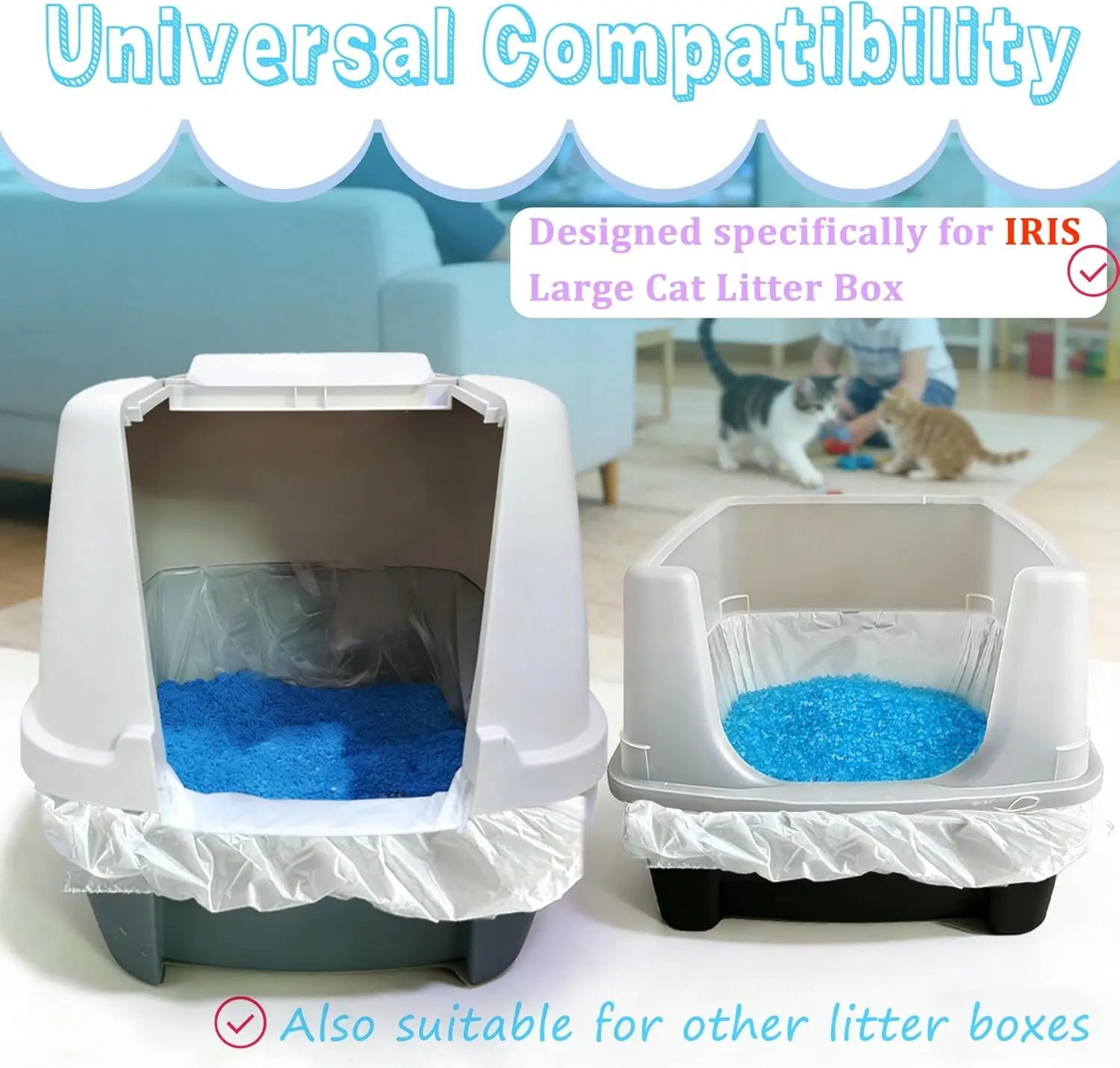 Large Cat Litter Liners, Jumbo Drawstring Leakproof Bags for IRIS Cat Litter Boxes, Heavy Duty 2 MIL Tear-Resistant Extra Durable Disposable Bags for Most Cat Litter Pans, 42“ x 20”, 16PCS Wholesale Hub