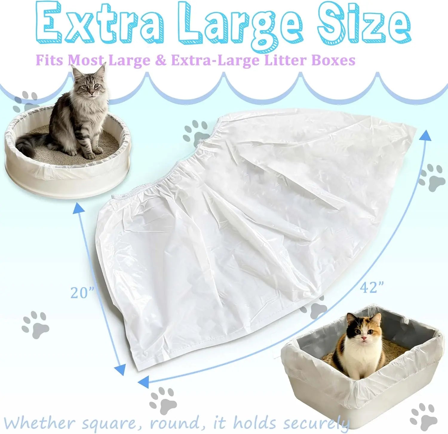 Large Cat Litter Liners, Jumbo Drawstring Leakproof Bags for IRIS Cat Litter Boxes, Heavy Duty 2 MIL Tear-Resistant Extra Durable Disposable Bags for Most Cat Litter Pans, 42“ x 20”, 16PCS Wholesale Hub