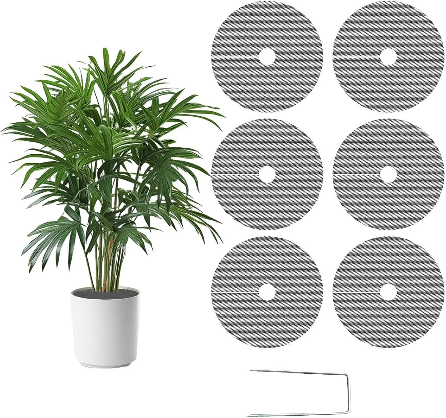 Plant Pot Cover Soil Blocker Mesh Mat Plant Protector from Cats Indoor Animals Flexible Cuttable Plant Covers with Pins Breathable Garden Plant Cover for Digging Spills 6 Pack 30cm Wholesale Hub