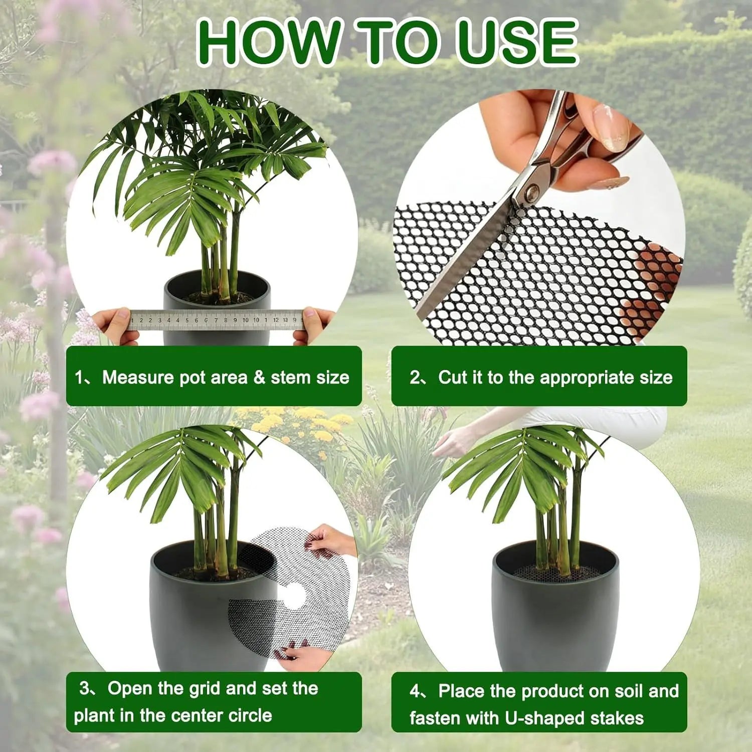 Plant Pot Cover Soil Blocker Mesh Mat Plant Protector from Cats Indoor Animals Flexible Cuttable Plant Covers with Pins Breathable Garden Plant Cover for Digging Spills 6 Pack 30cm Wholesale Hub